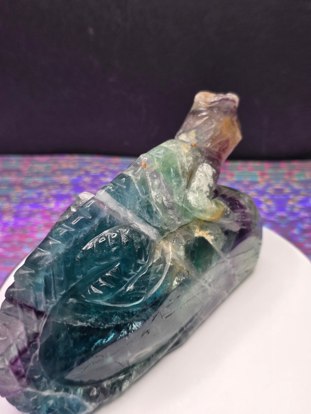 Large Blue Feather Fluorite Lizard