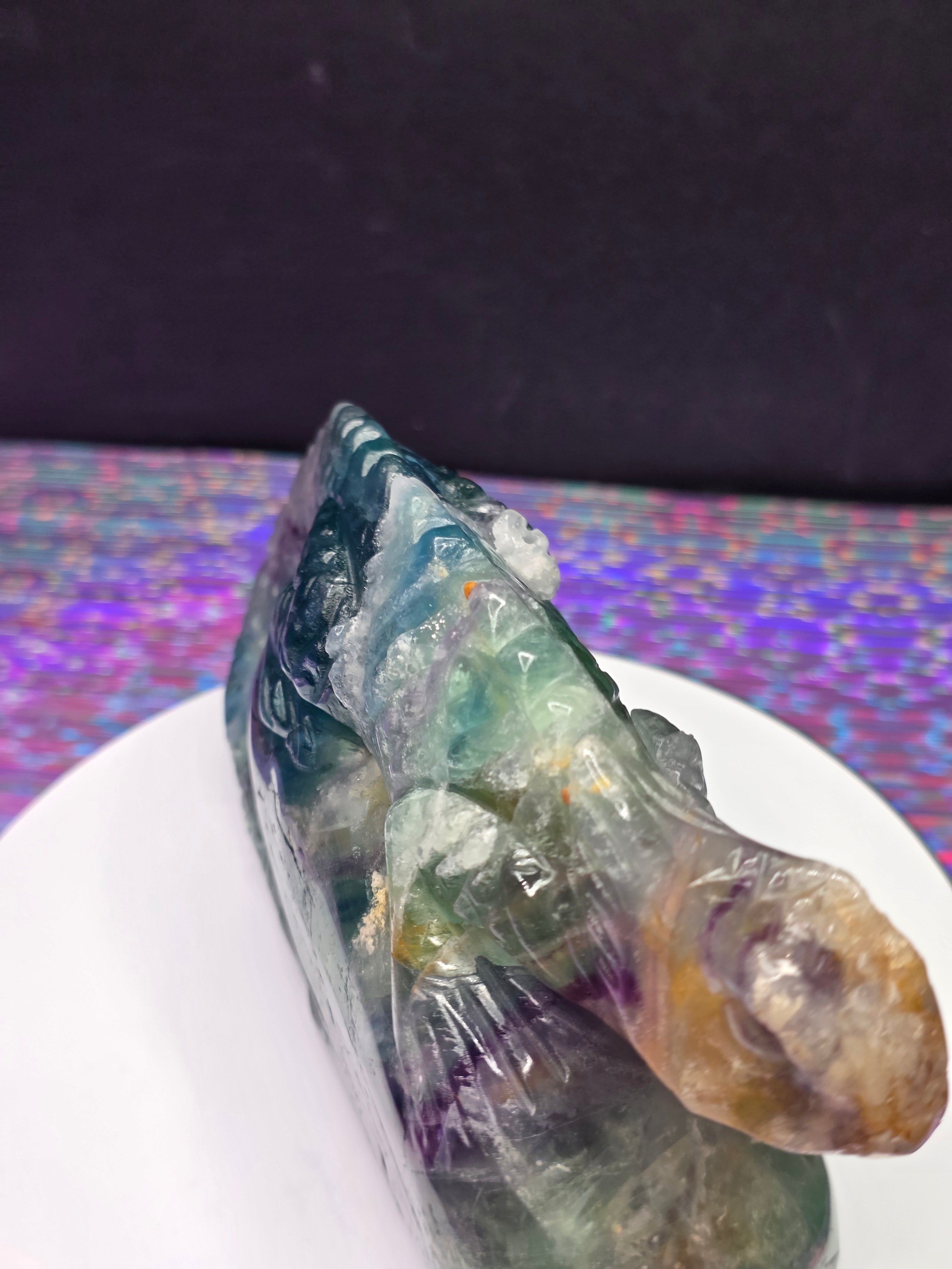 Large Blue Feather Fluorite Lizard