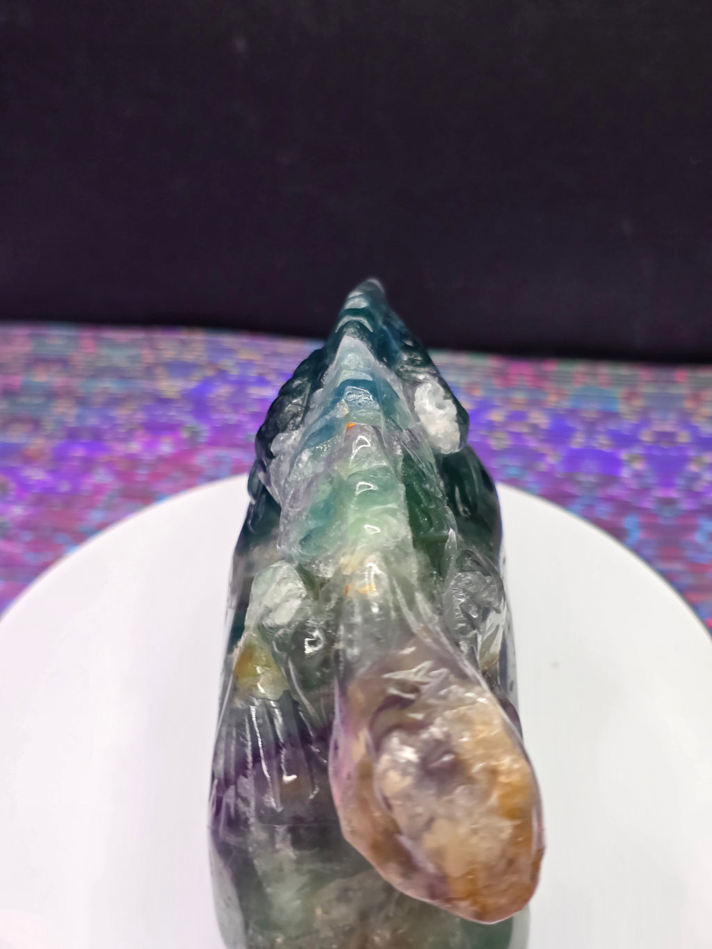 Large Blue Feather Fluorite Lizard