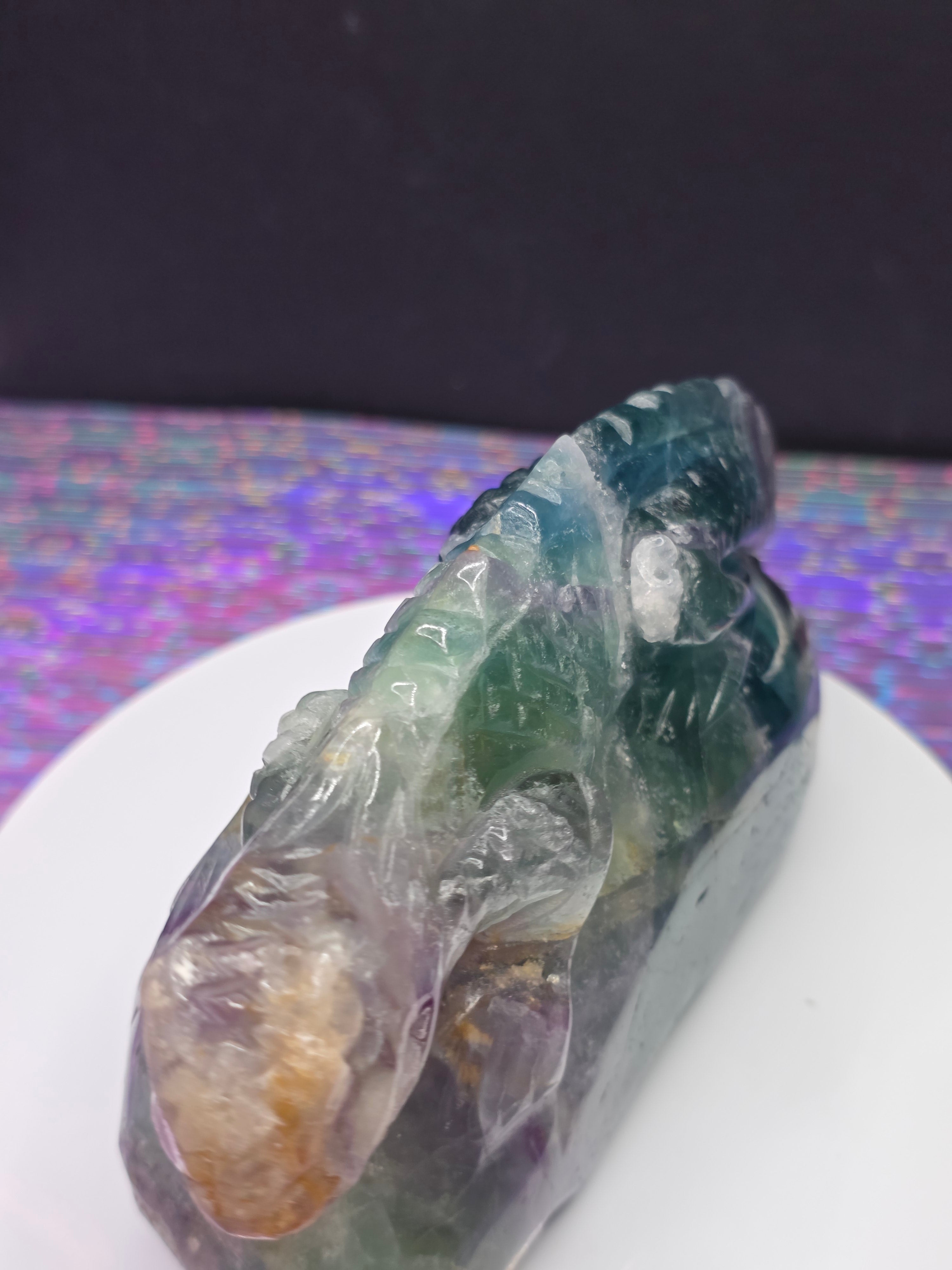 Large Blue Feather Fluorite Lizard