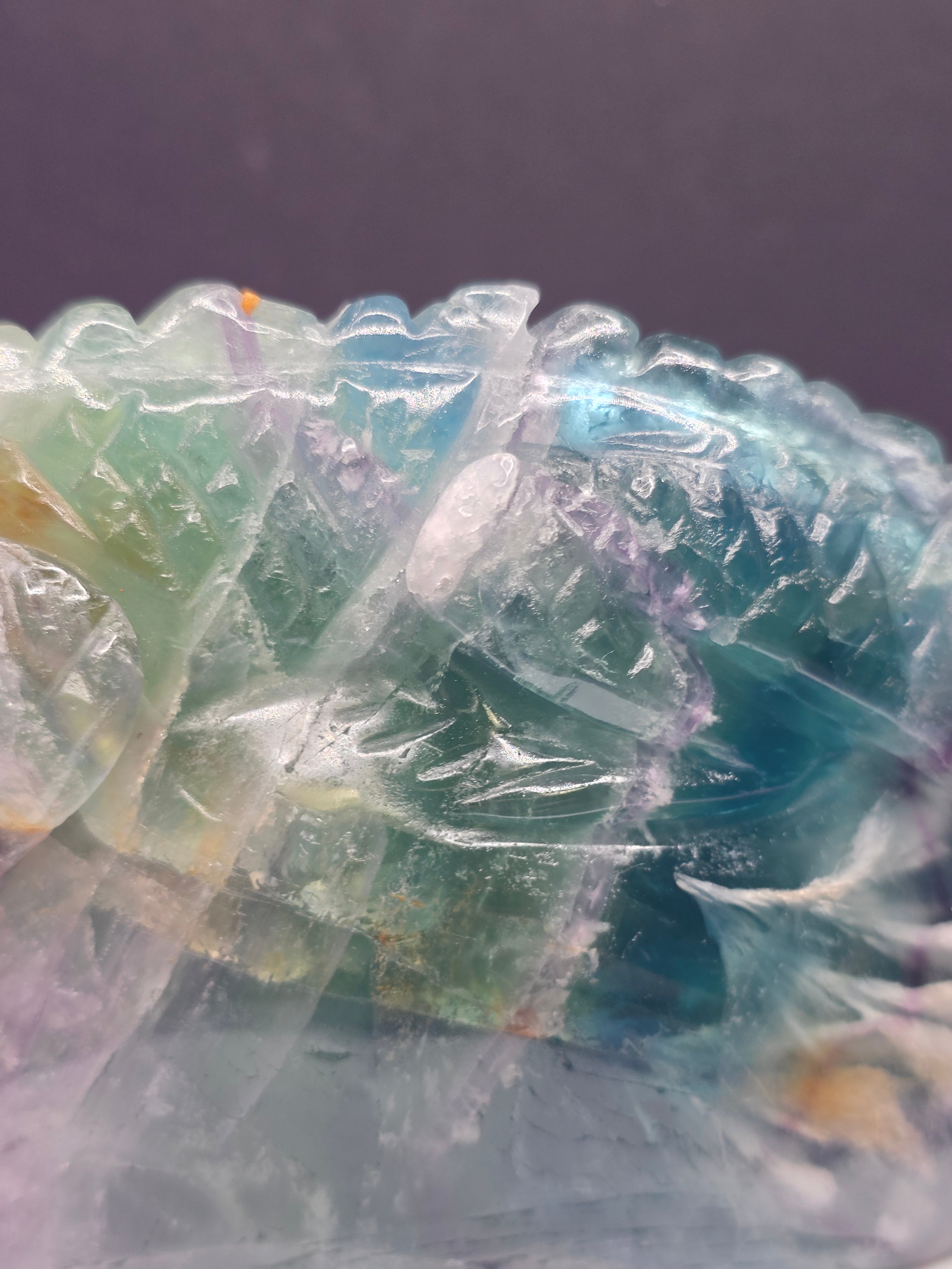 Large Blue Feather Fluorite Lizard
