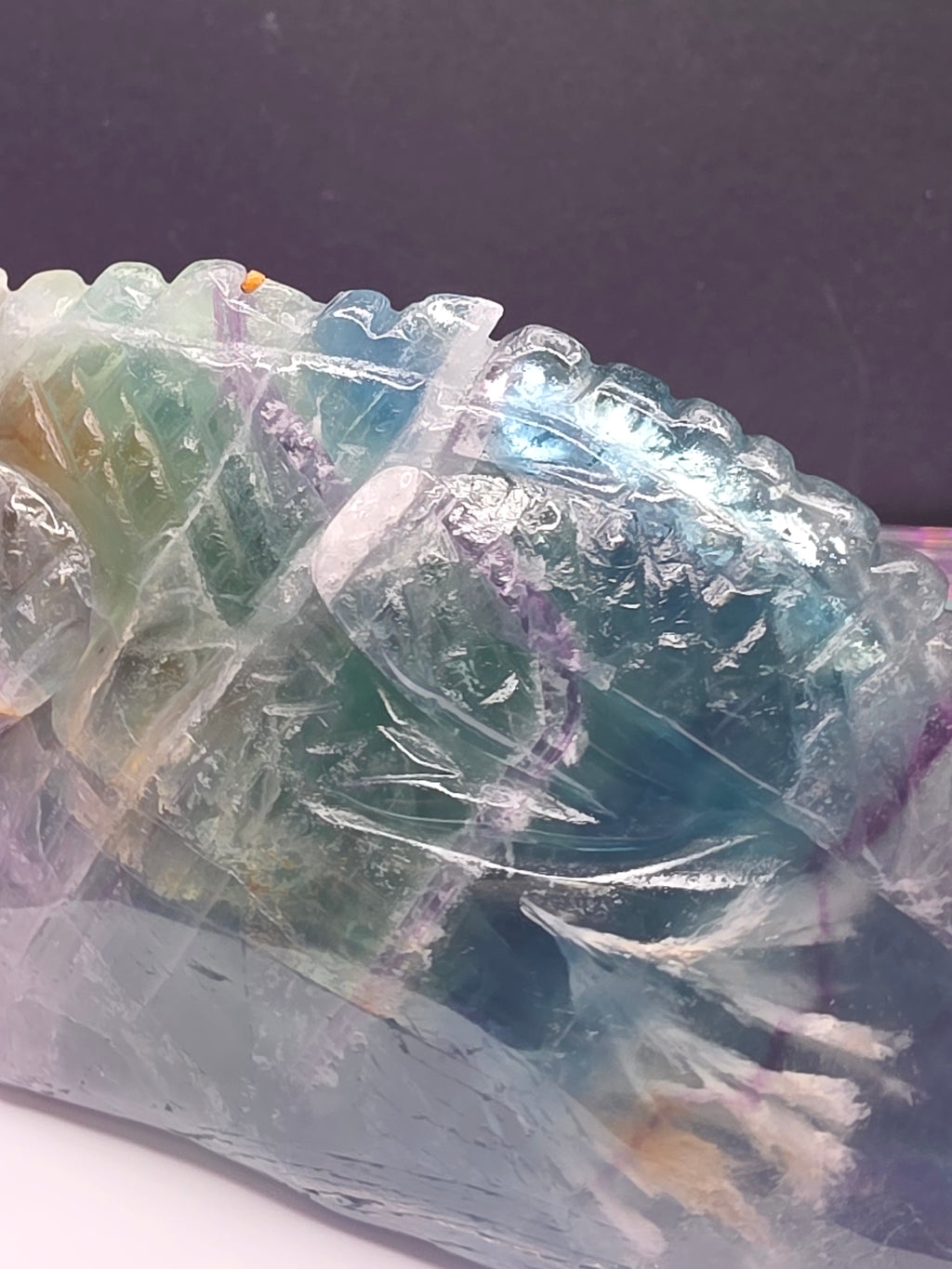 Large Blue Feather Fluorite Lizard