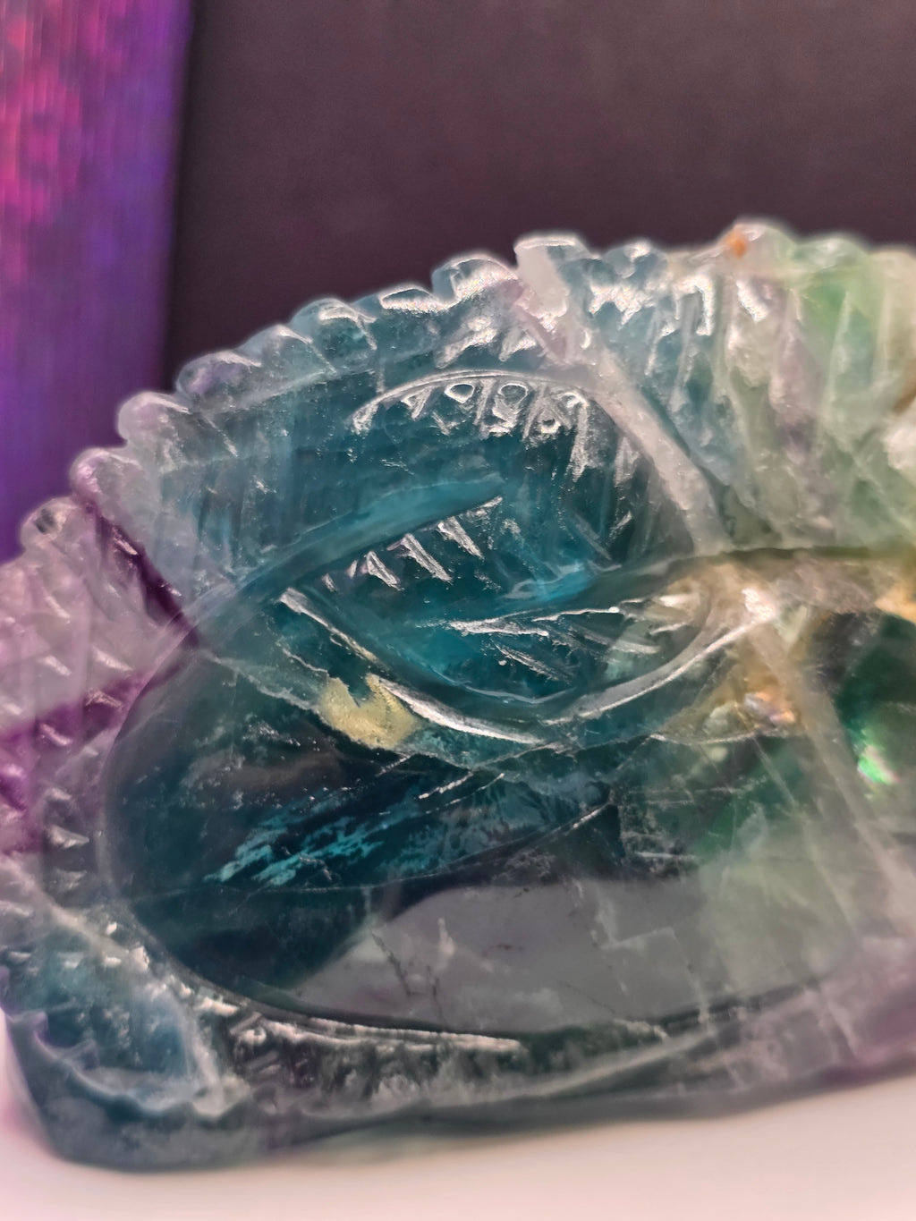 Large Blue Feather Fluorite Lizard