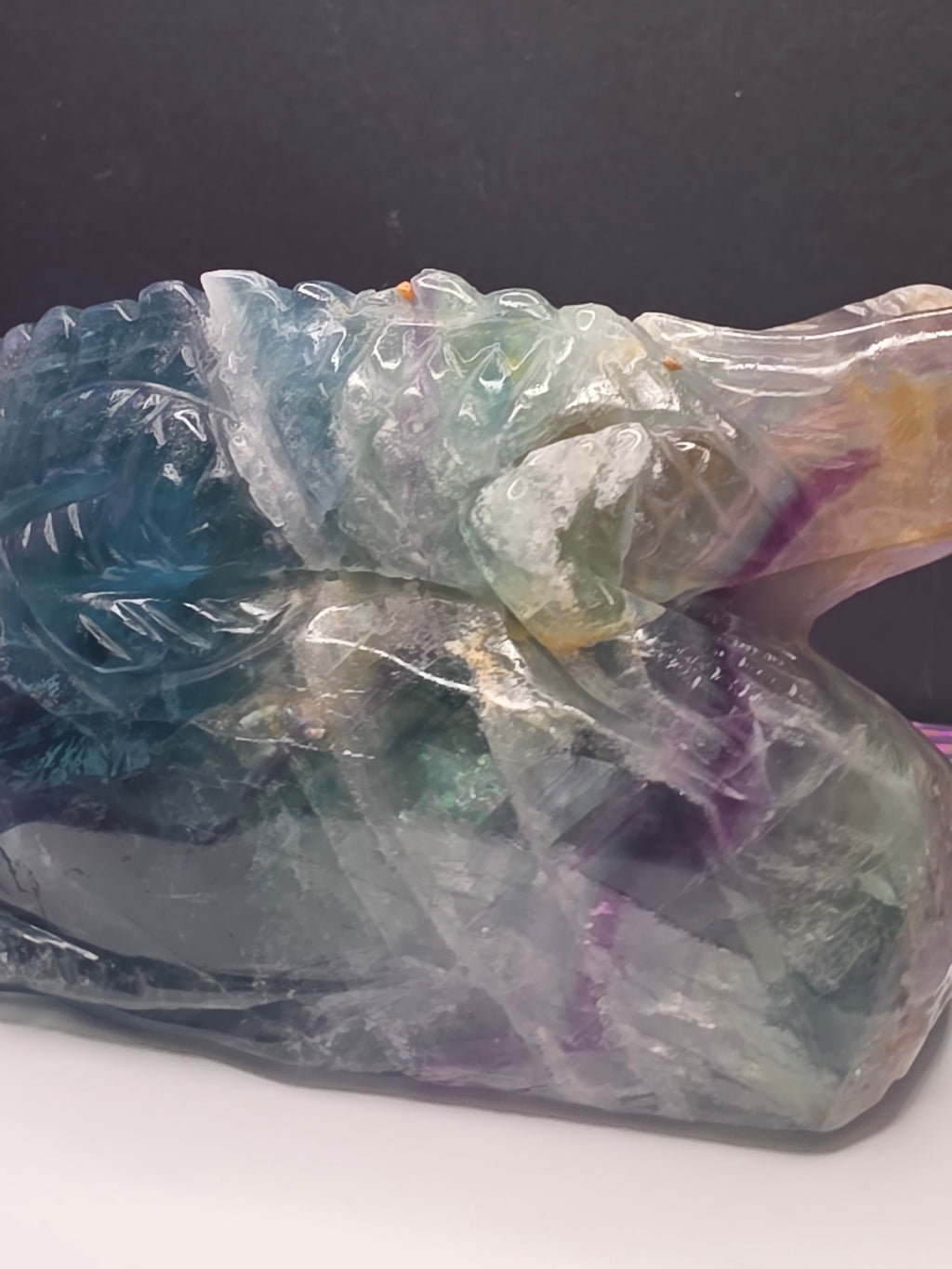 Large Blue Feather Fluorite Lizard