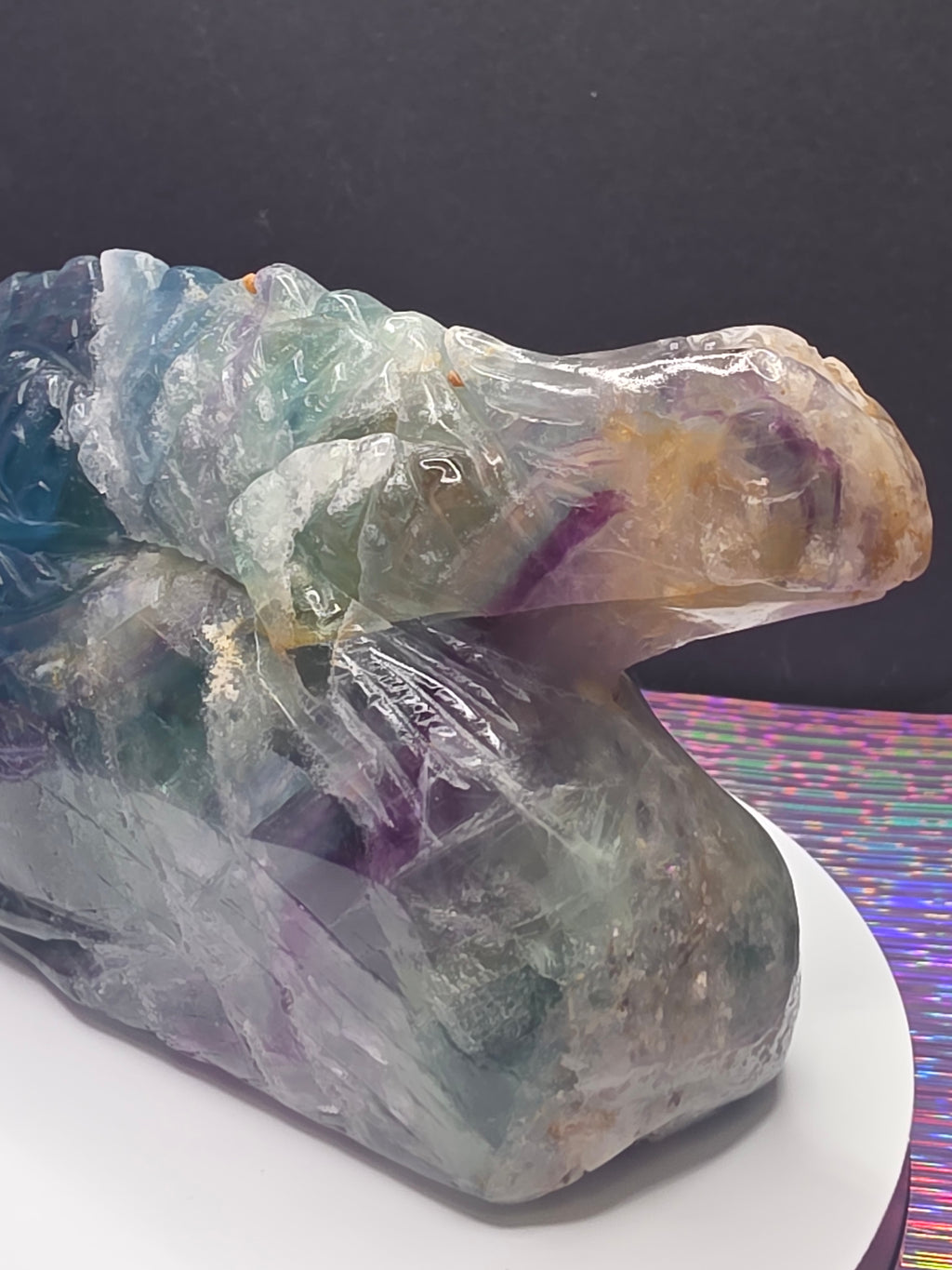Large Blue Feather Fluorite Lizard