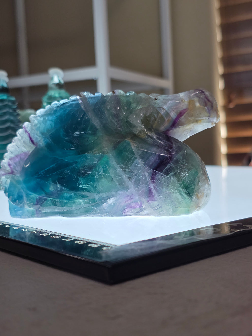 Large Blue Feather Fluorite Lizard