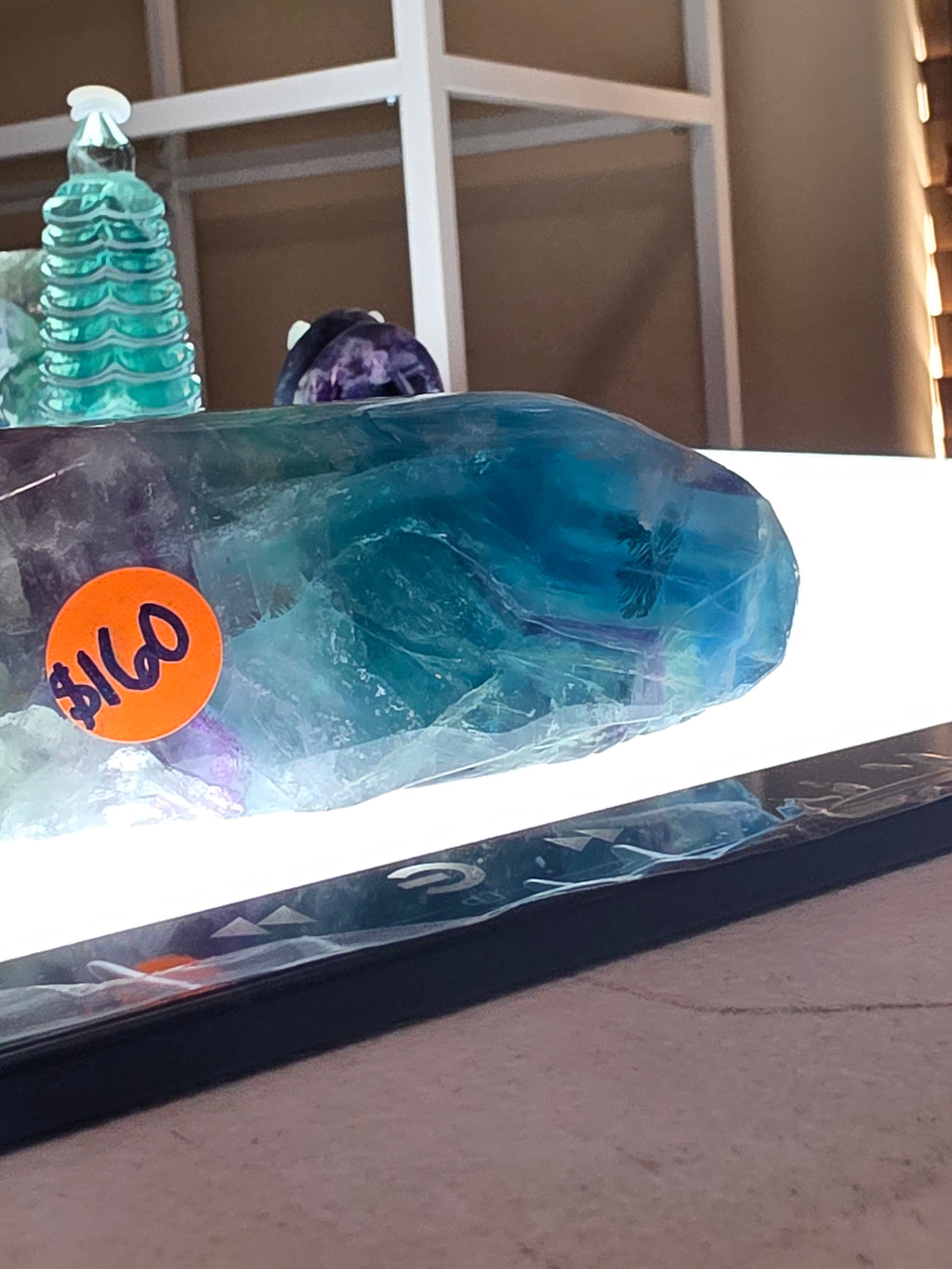 Large Blue Feather Fluorite Lizard