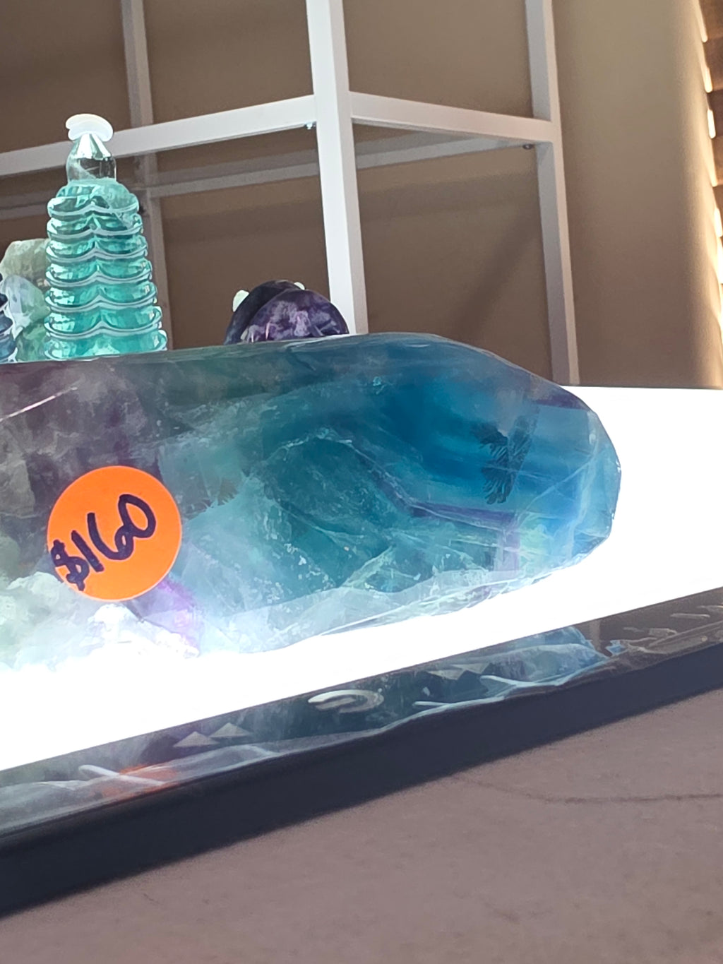 Large Blue Feather Fluorite Lizard