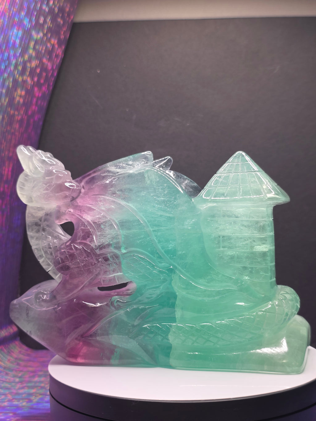 Large Fluorite Dragon with Castle