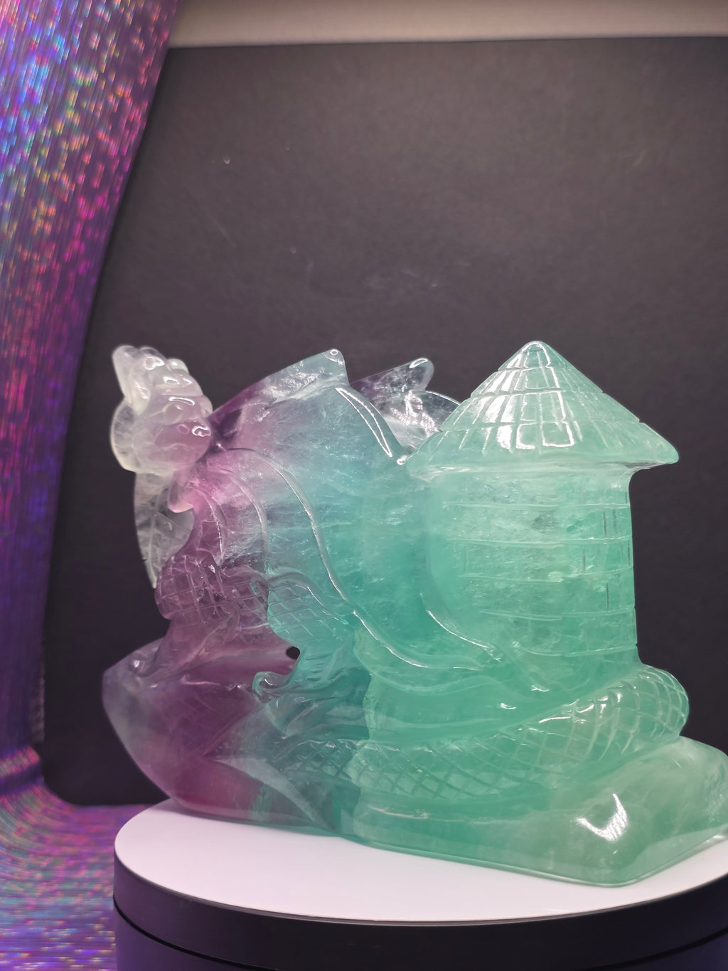 Large Fluorite Dragon with Castle