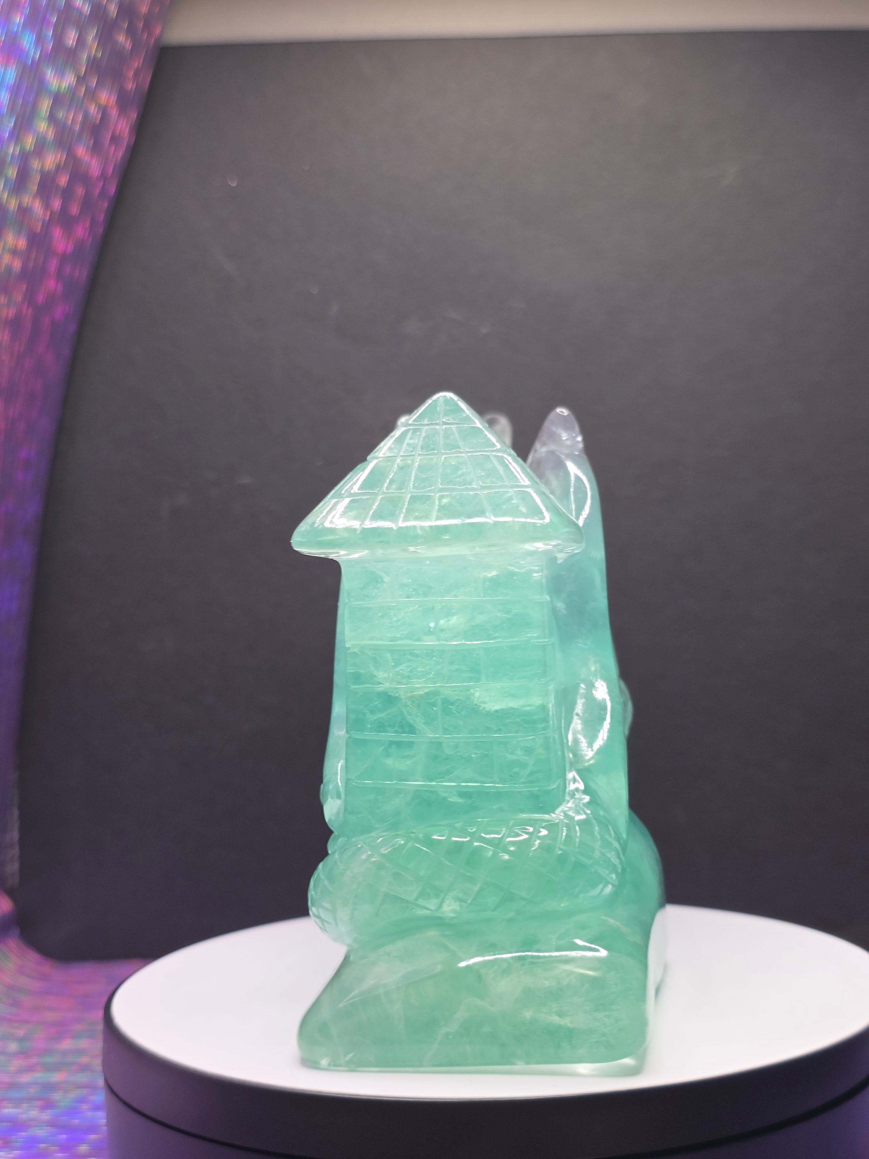 Large Fluorite Dragon with Castle