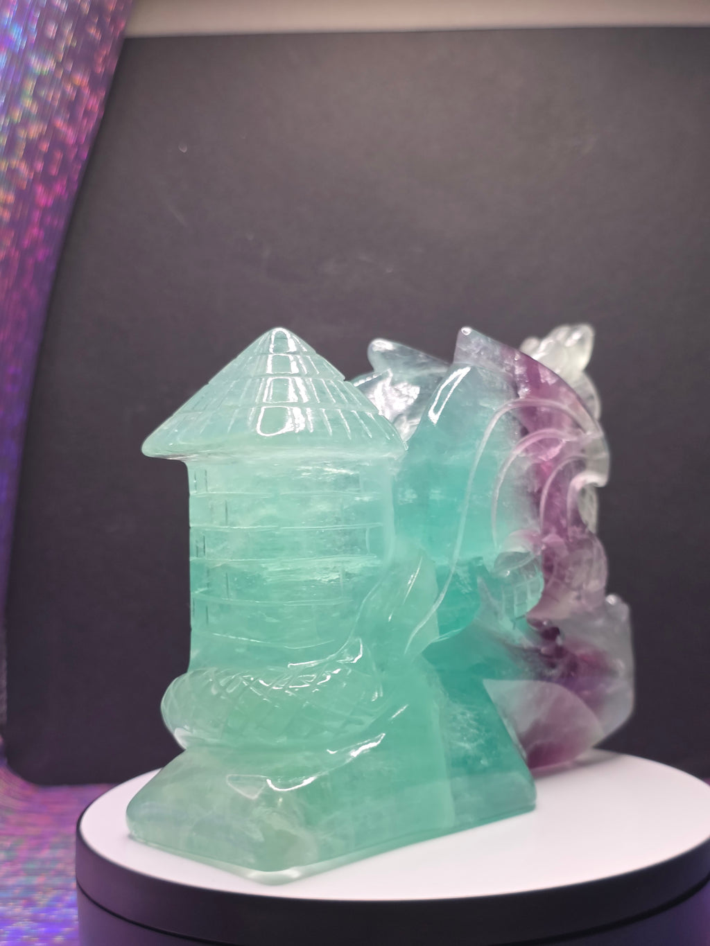 Large Fluorite Dragon with Castle
