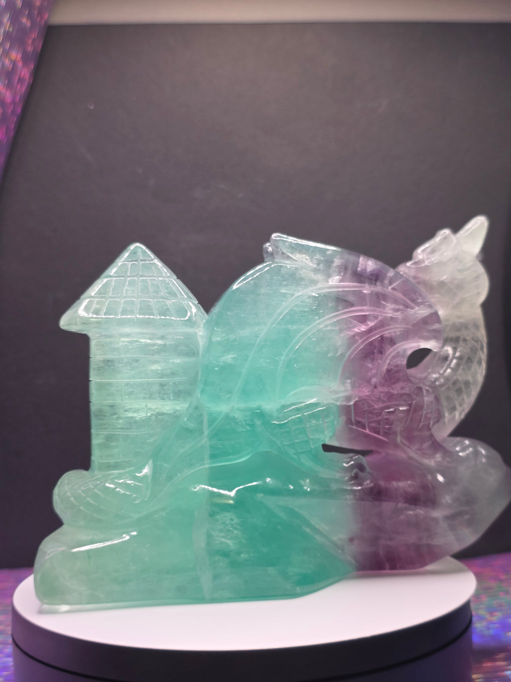 Large Fluorite Dragon with Castle