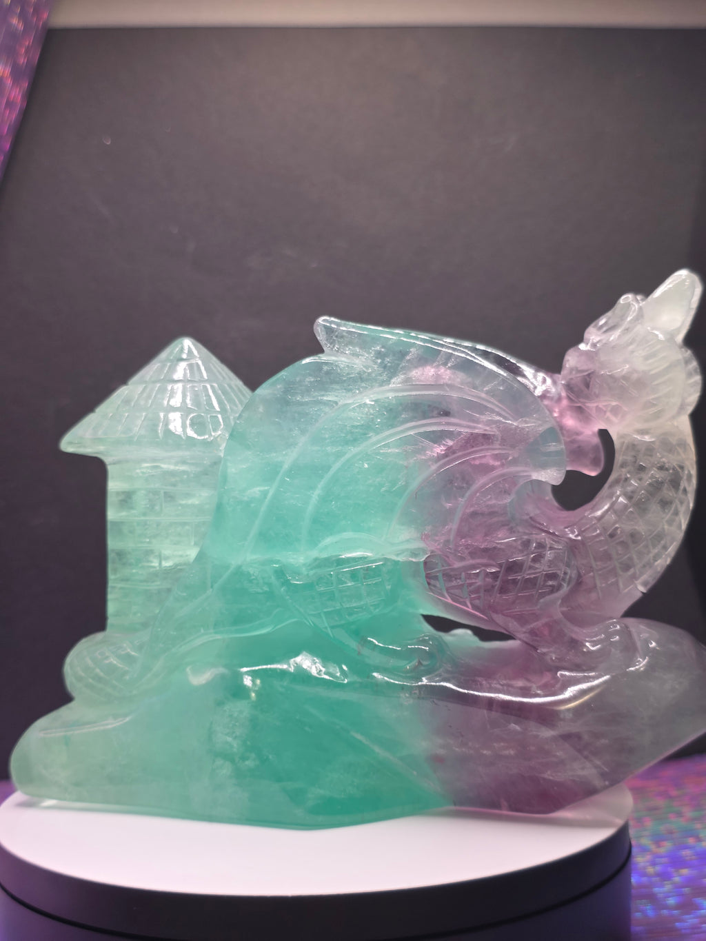Large Fluorite Dragon with Castle