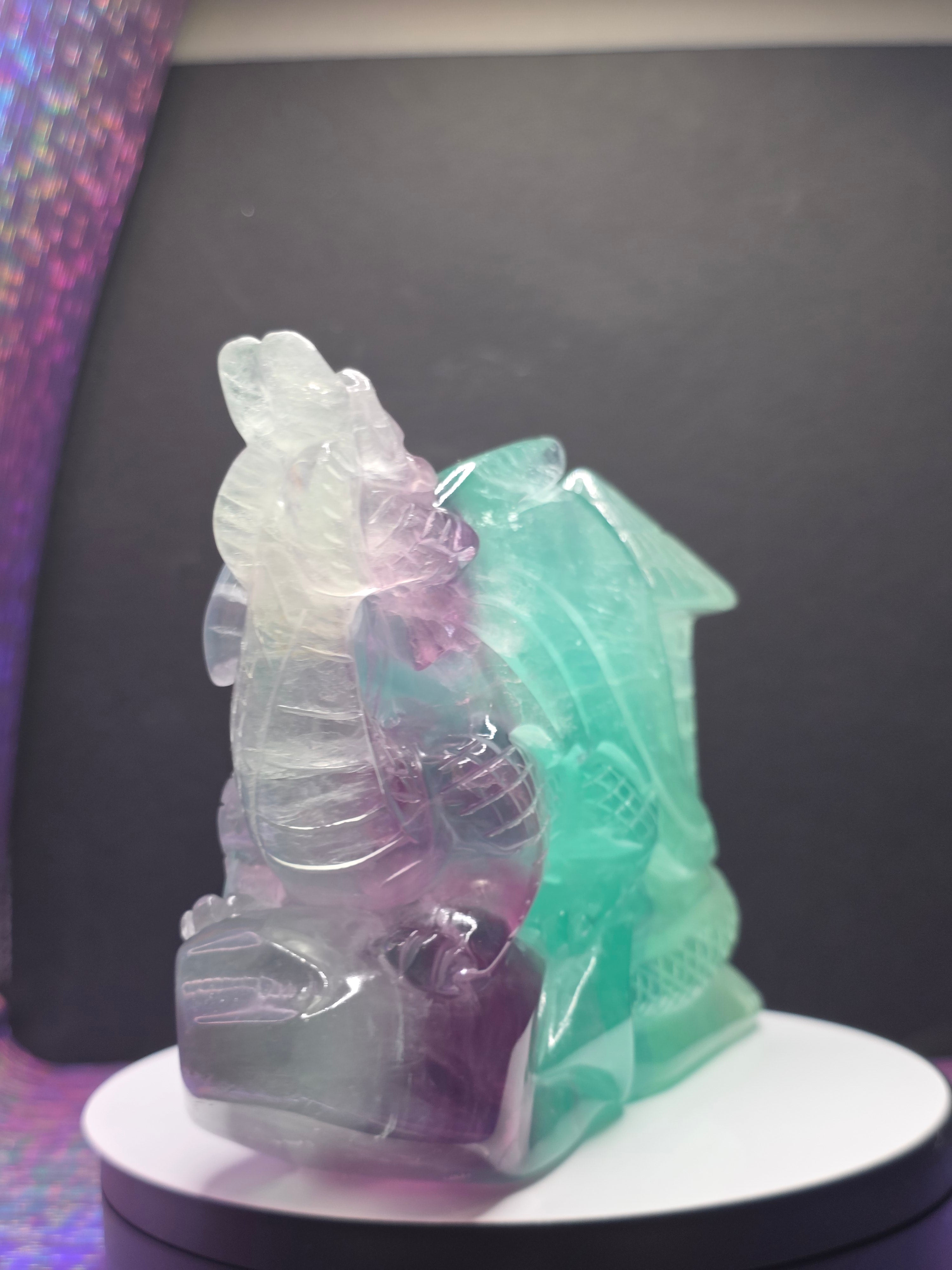 Large Fluorite Dragon with Castle