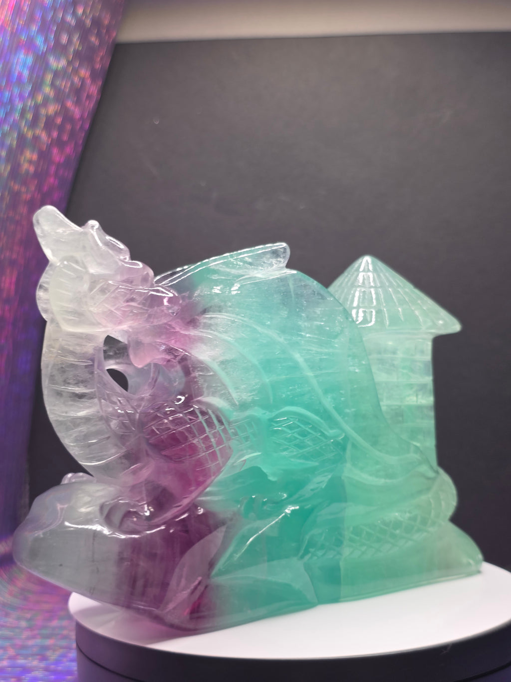 Large Fluorite Dragon with Castle