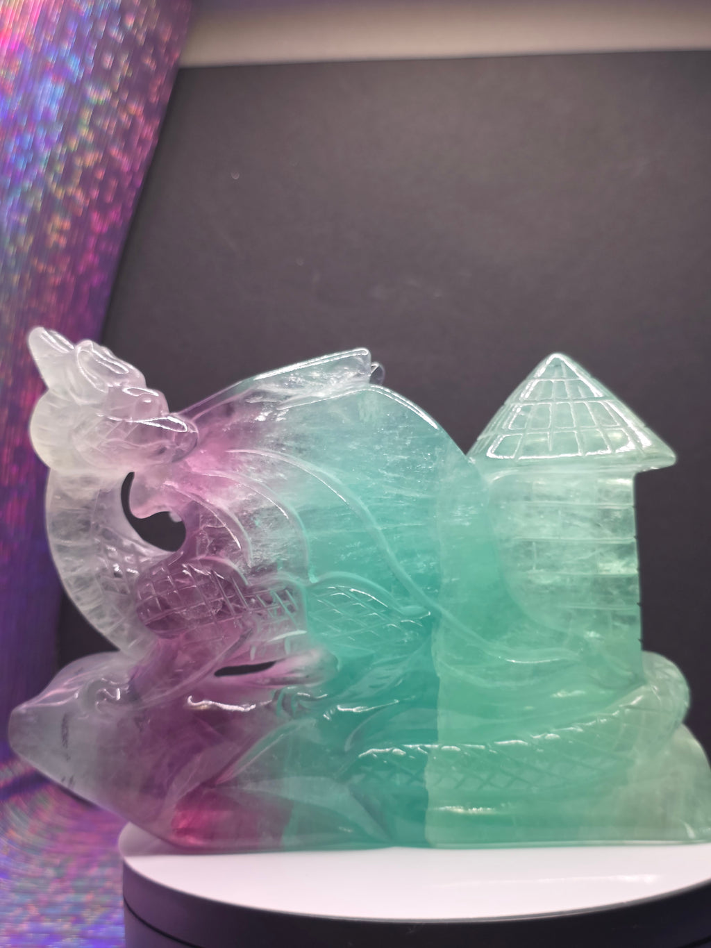 Large Fluorite Dragon with Castle