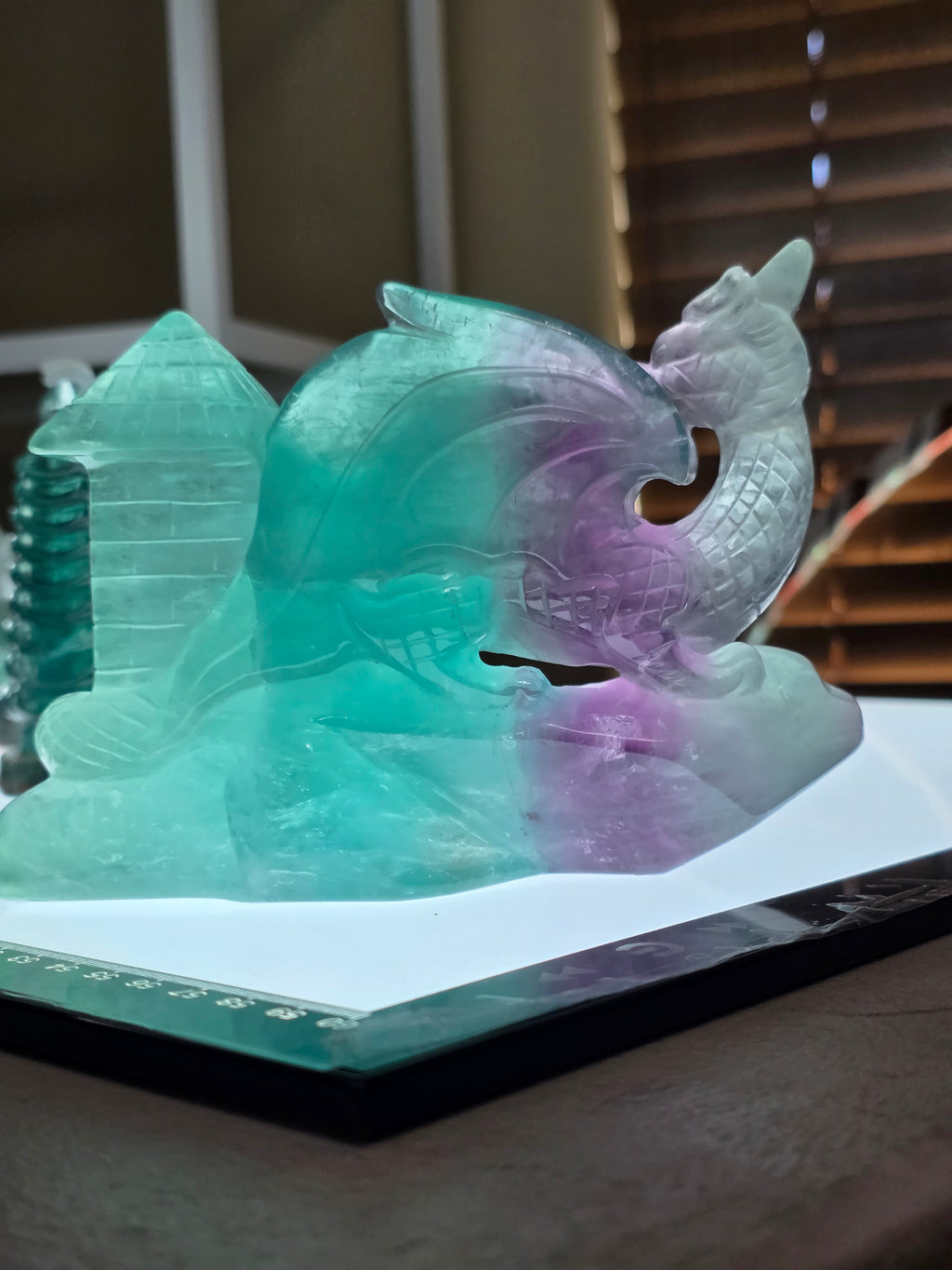 Large Fluorite Dragon with Castle