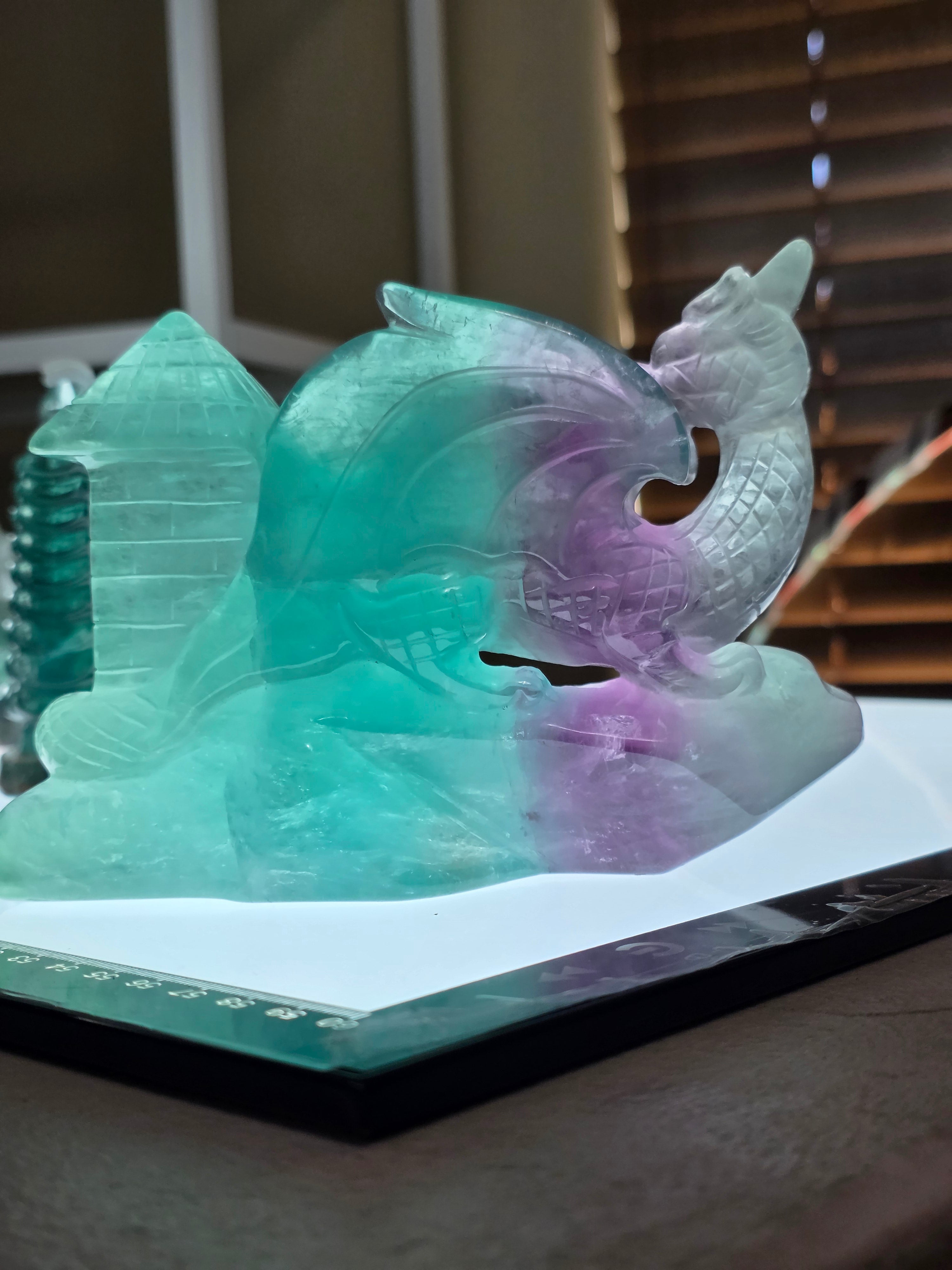 Large Fluorite Dragon with Castle