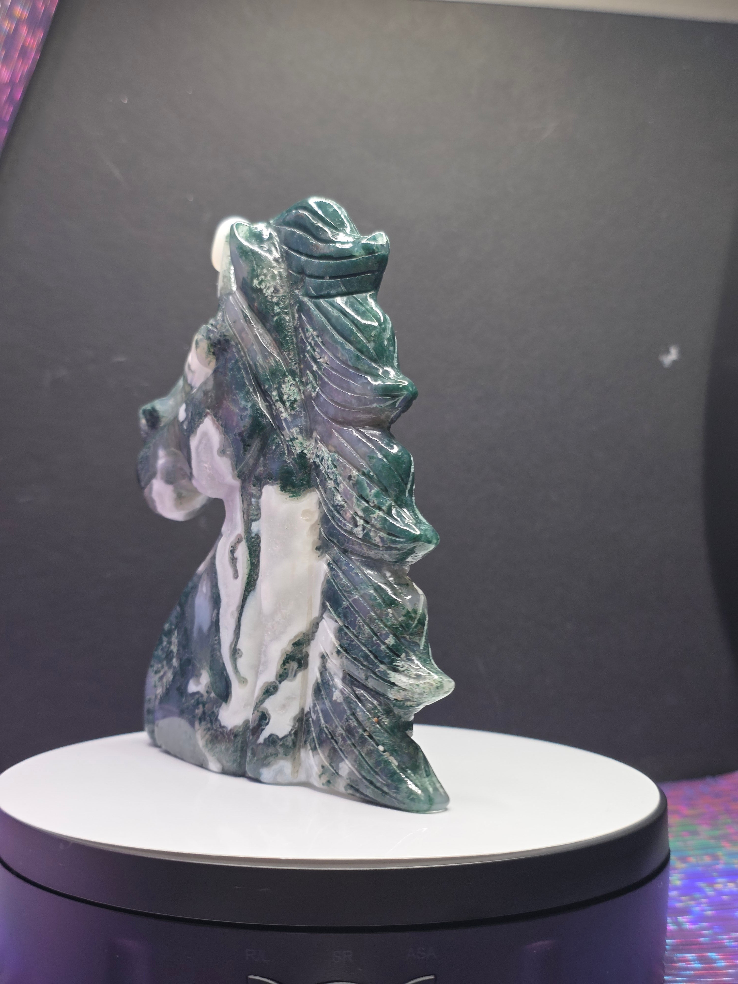 Moss Agate Unicorn Head