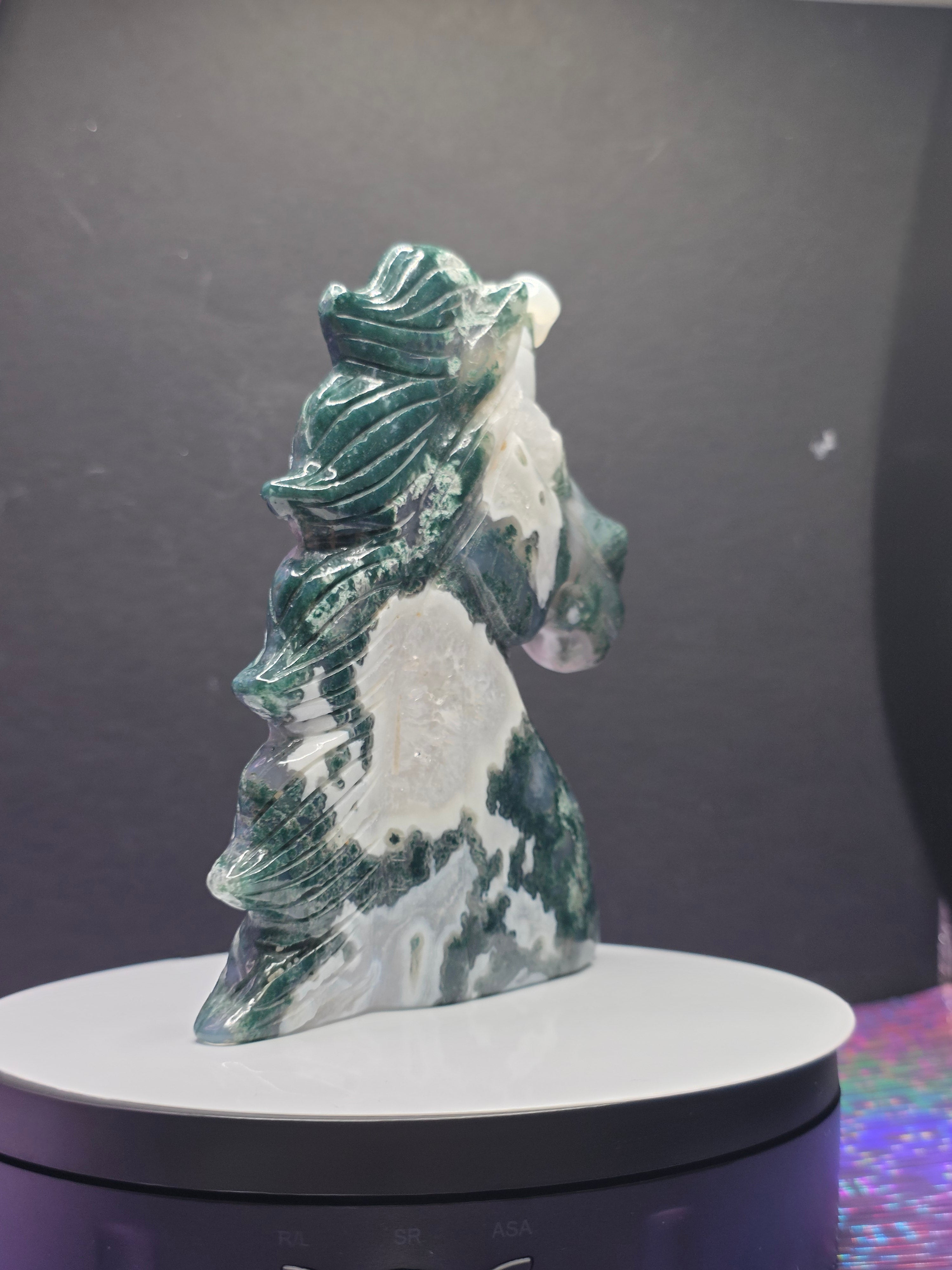 Moss Agate Unicorn Head