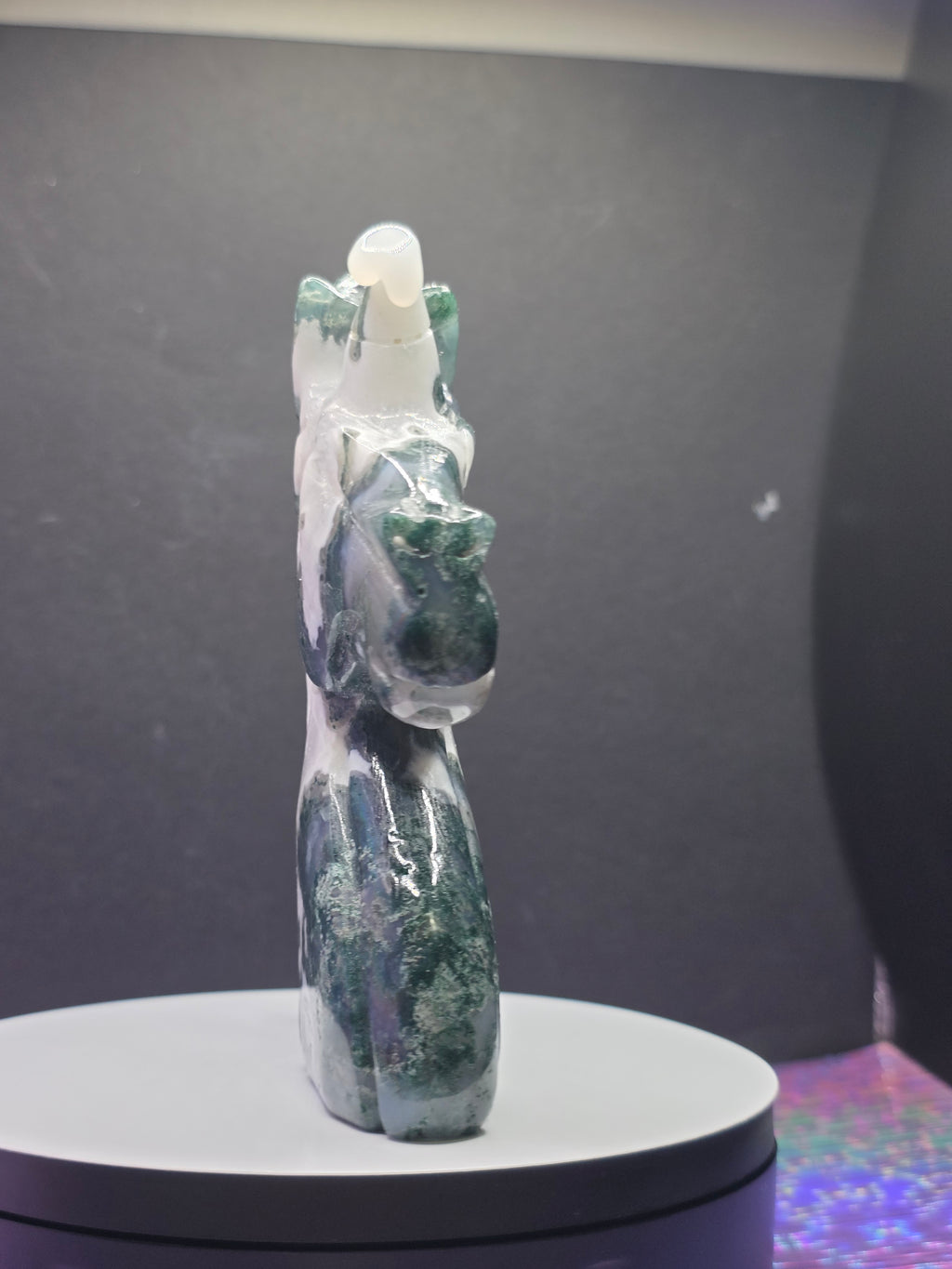 Moss Agate Unicorn Head