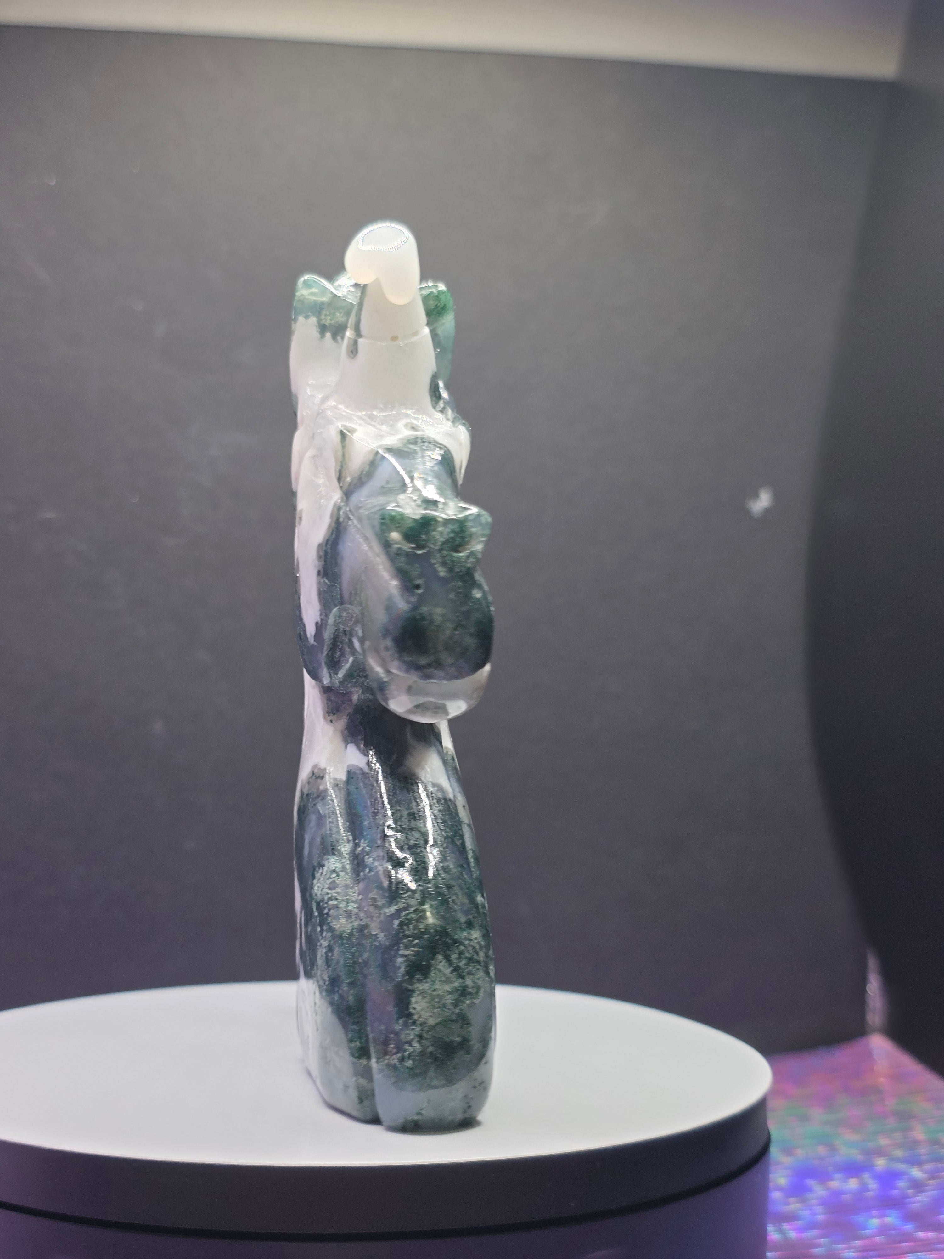 Moss Agate Unicorn Head