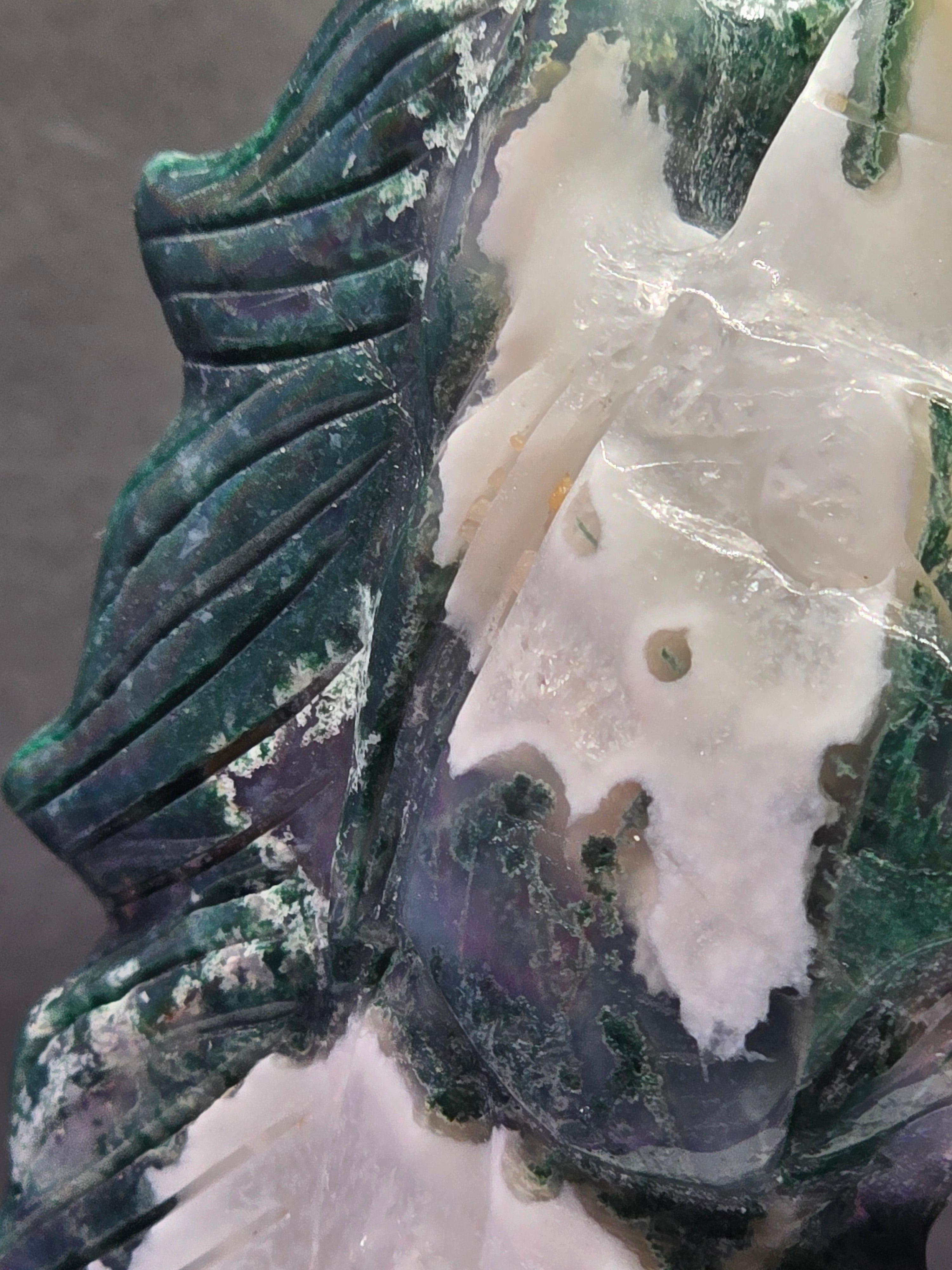 Moss Agate Unicorn Head
