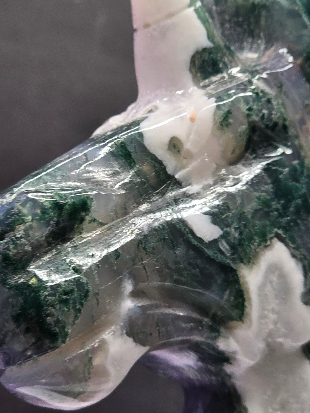 Moss Agate Unicorn Head