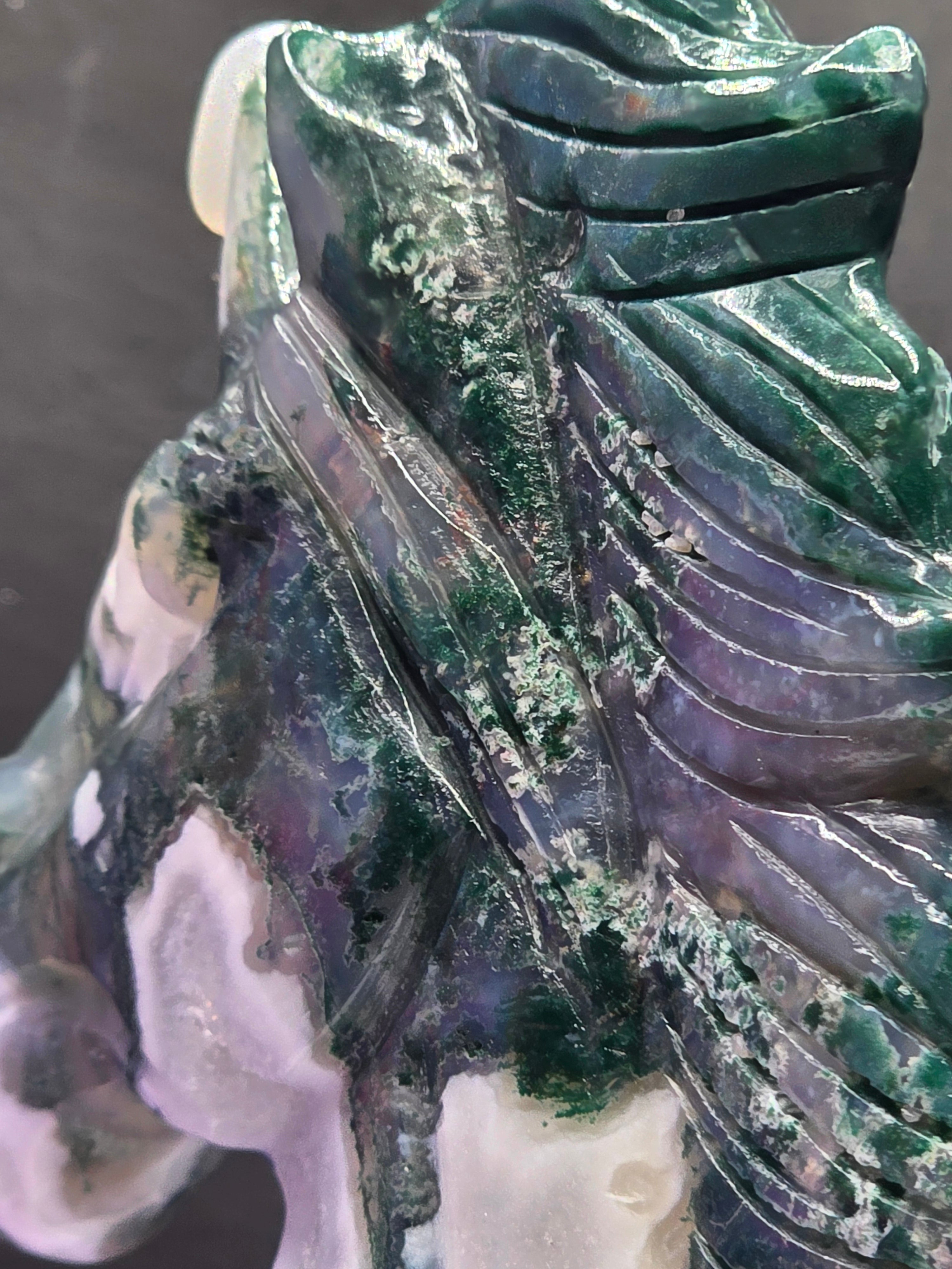 Moss Agate Unicorn Head