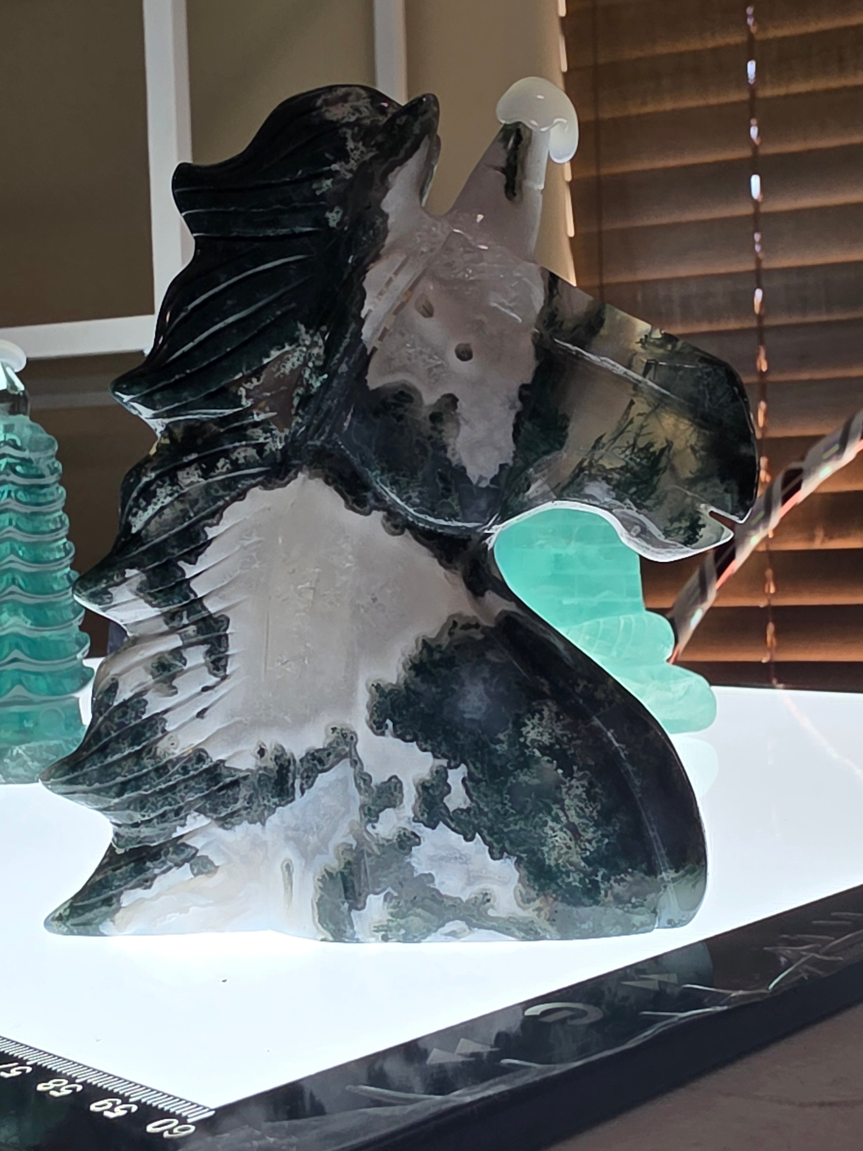 Moss Agate Unicorn Head