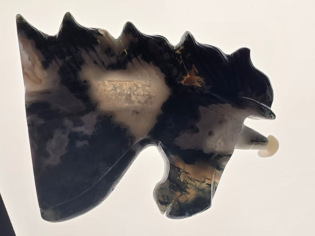 Moss Agate Unicorn Head