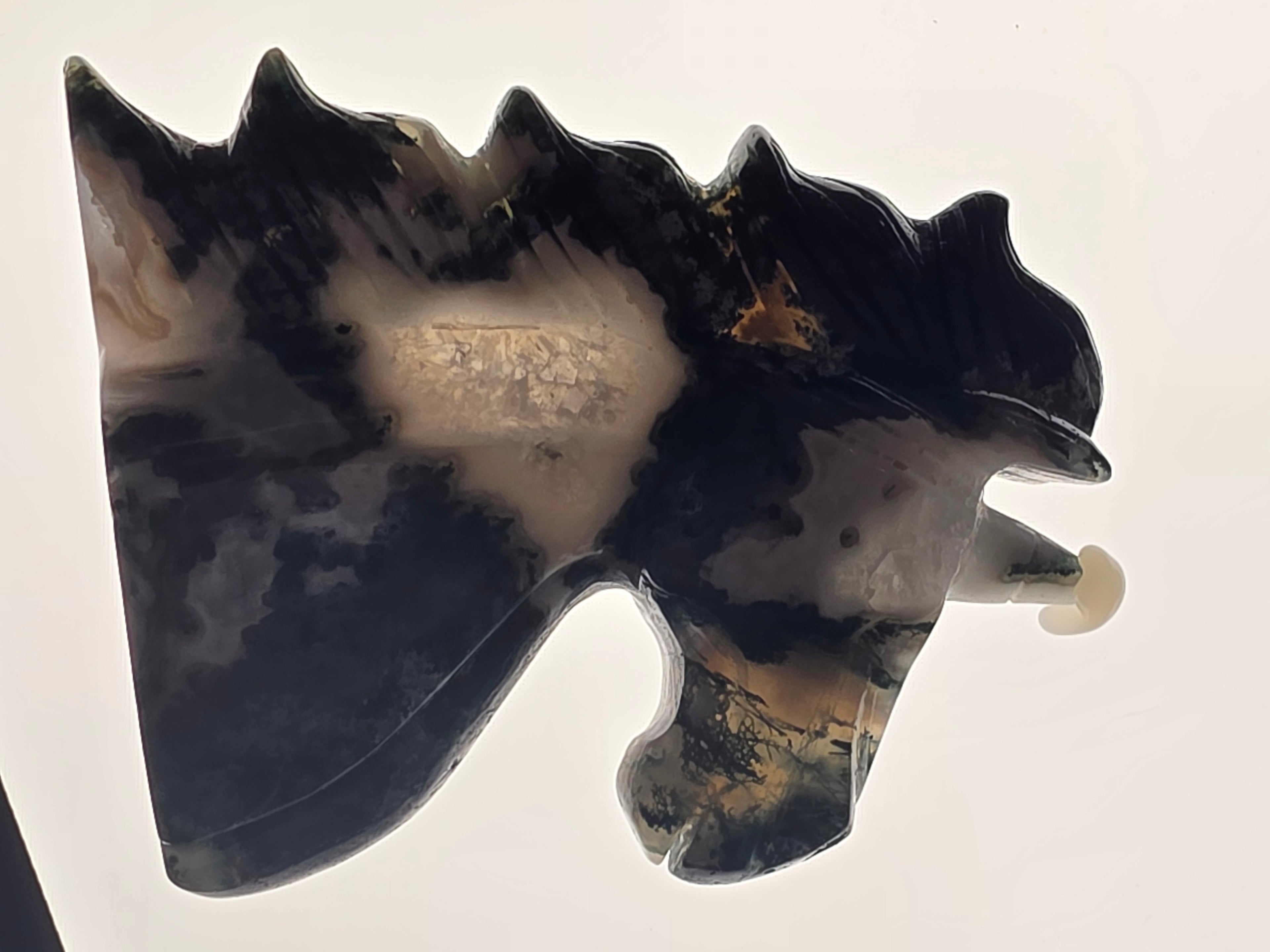 Moss Agate Unicorn Head