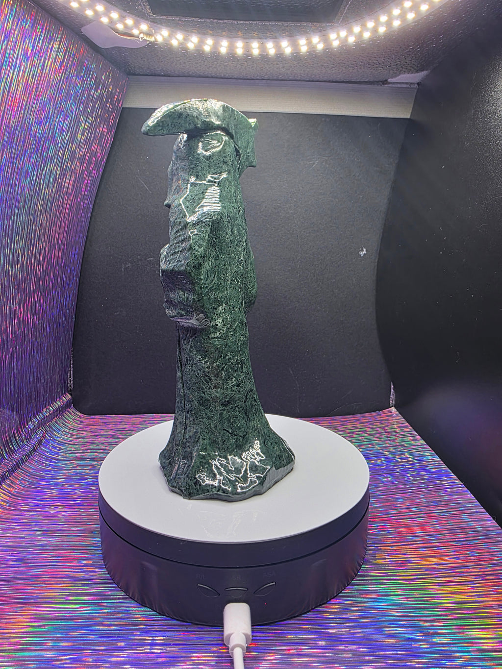Tall Green Nephrite Jade Grim Reaper with Scythe