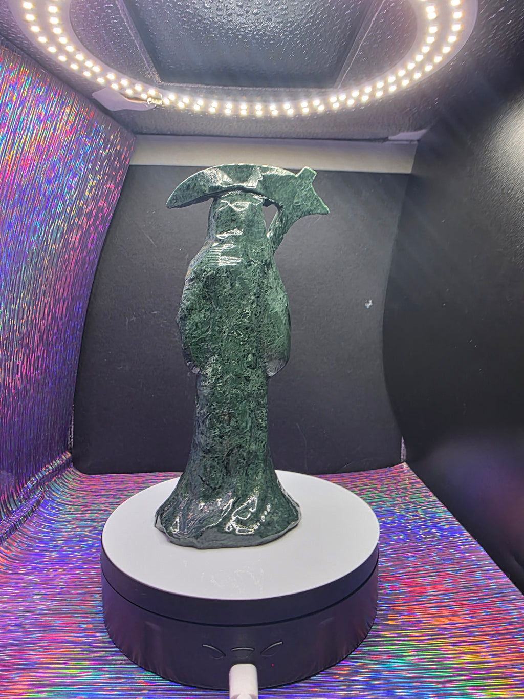 Tall Green Nephrite Jade Grim Reaper with Scythe