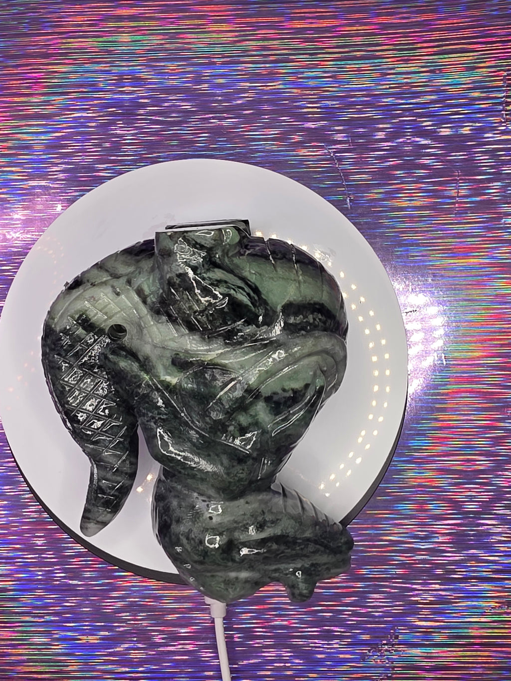 Green Nephrite Jade Fancy Standing Alligator