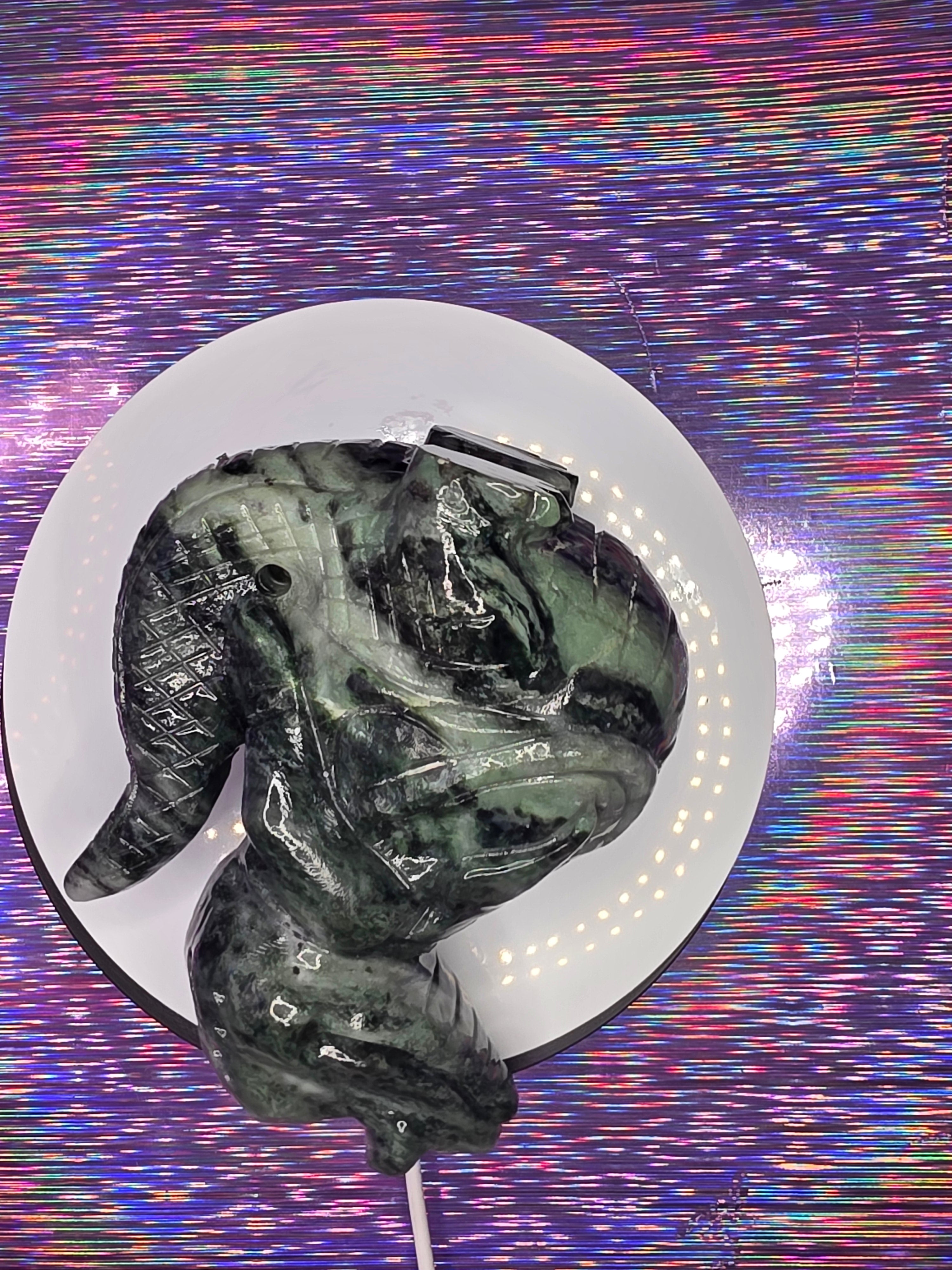 Green Nephrite Jade Fancy Standing Alligator