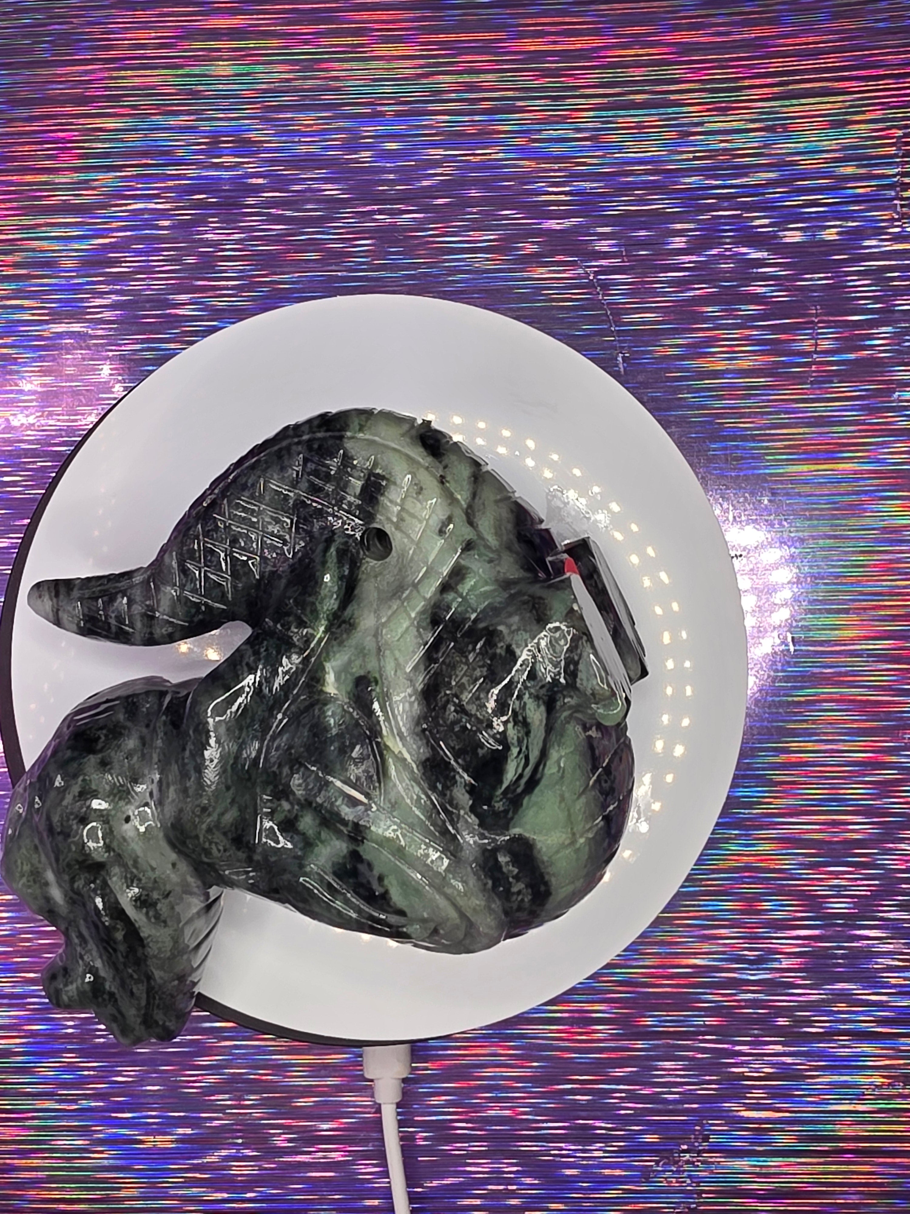 Green Nephrite Jade Fancy Standing Alligator
