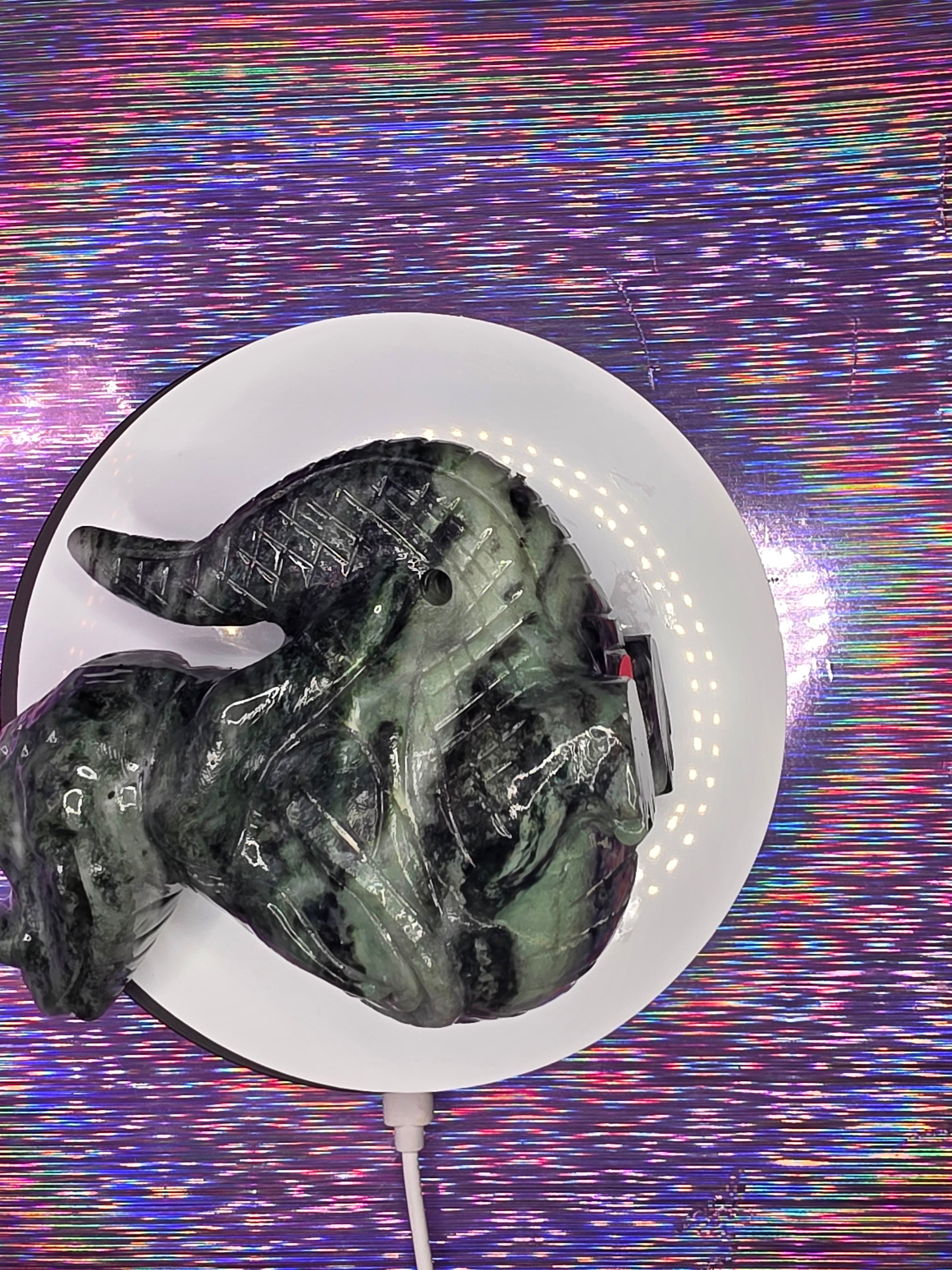 Green Nephrite Jade Fancy Standing Alligator