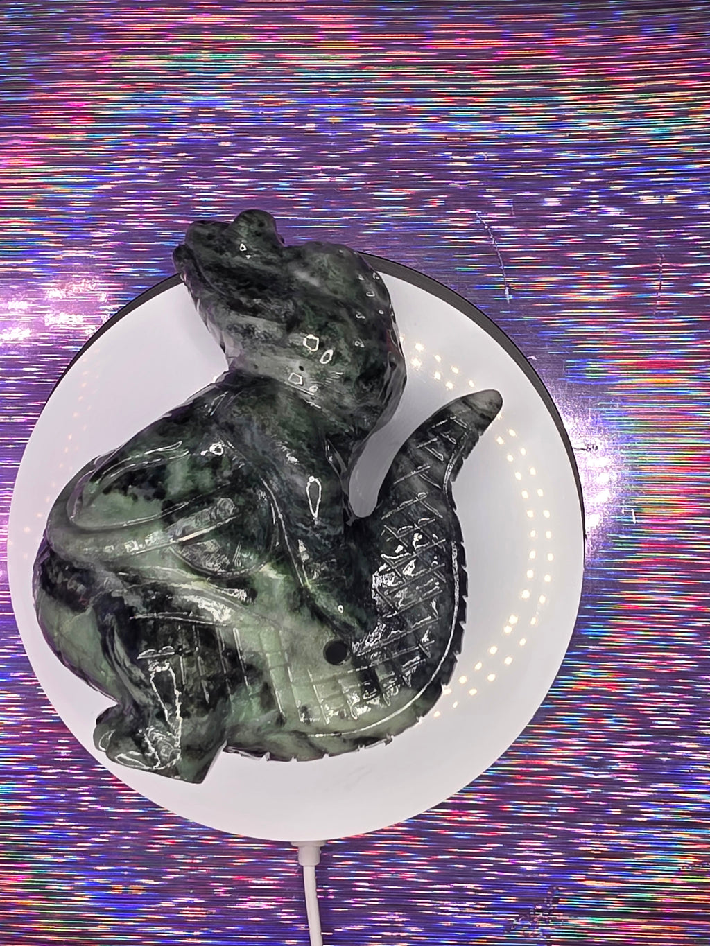Green Nephrite Jade Fancy Standing Alligator