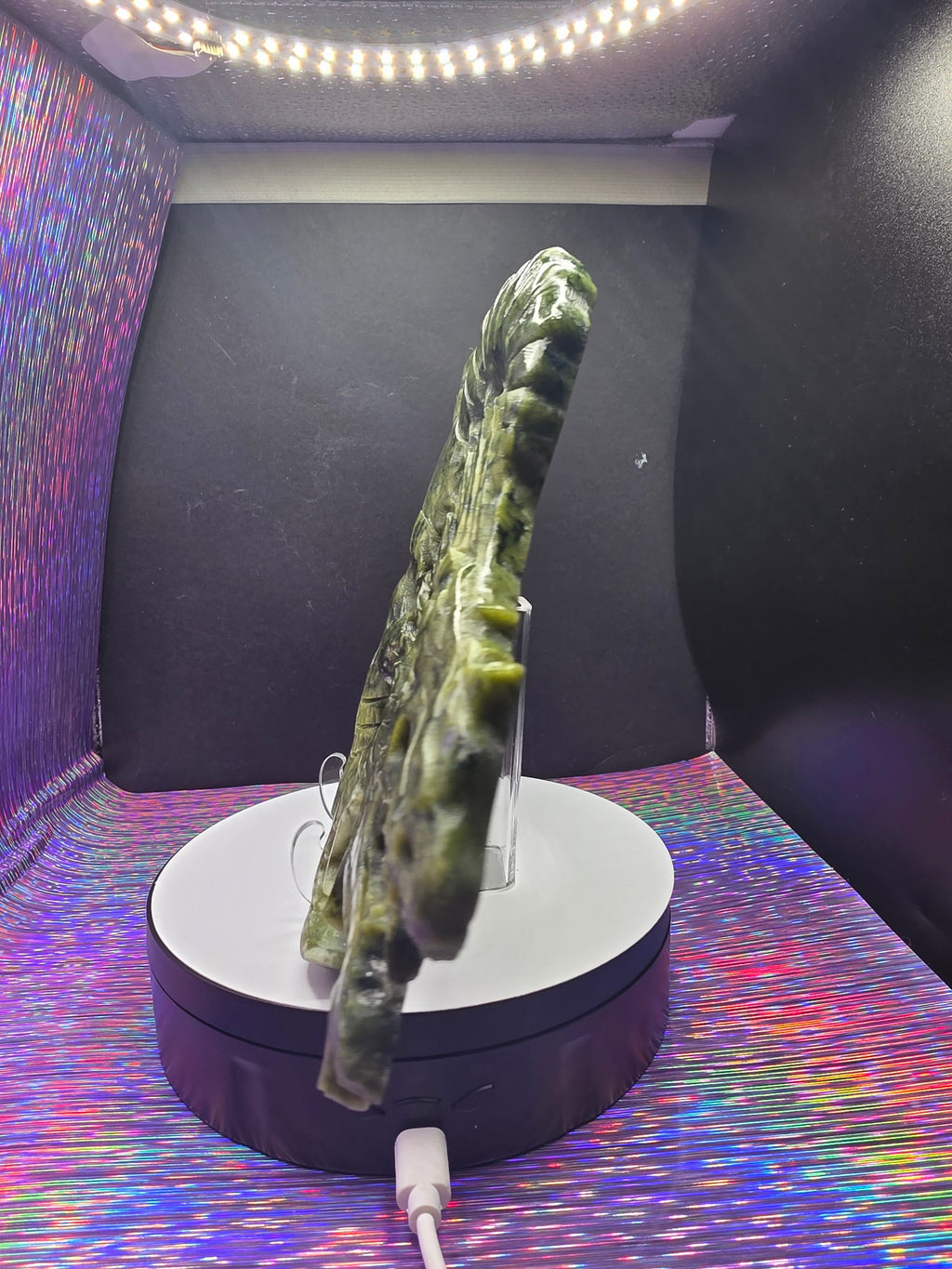 Nephrite Jade Skull with Dragon Carving
