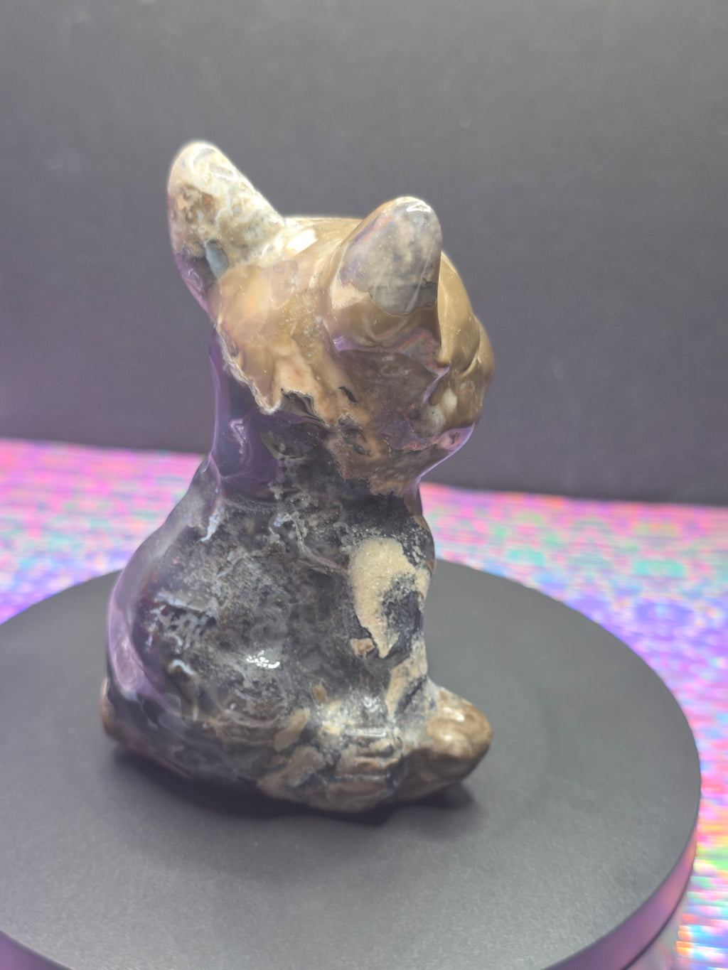 Volcano Agate French Bulldog Carving