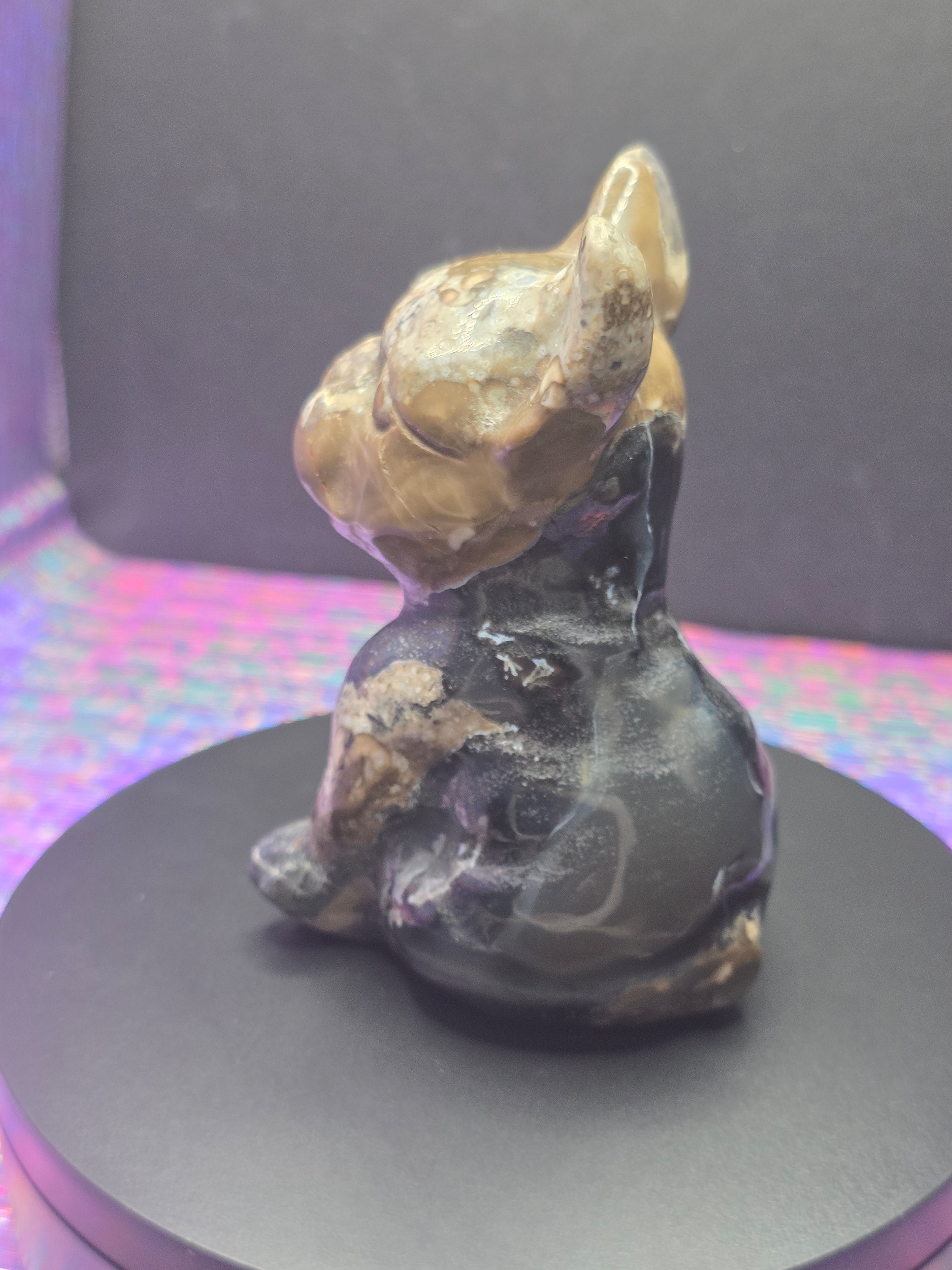 Volcano Agate French Bulldog Carving