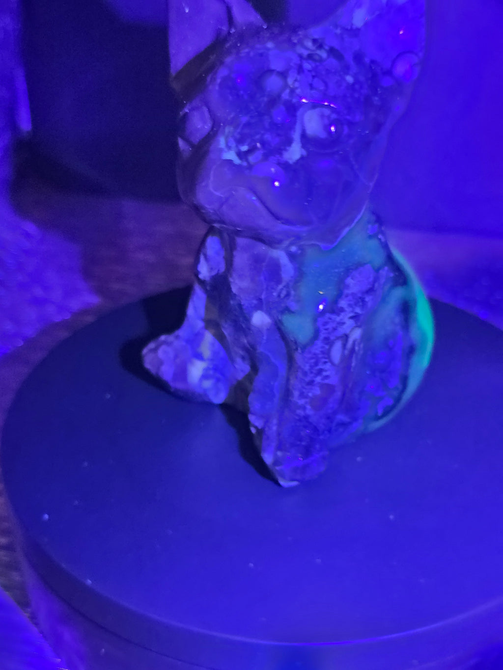 Volcano Agate French Bulldog Carving
