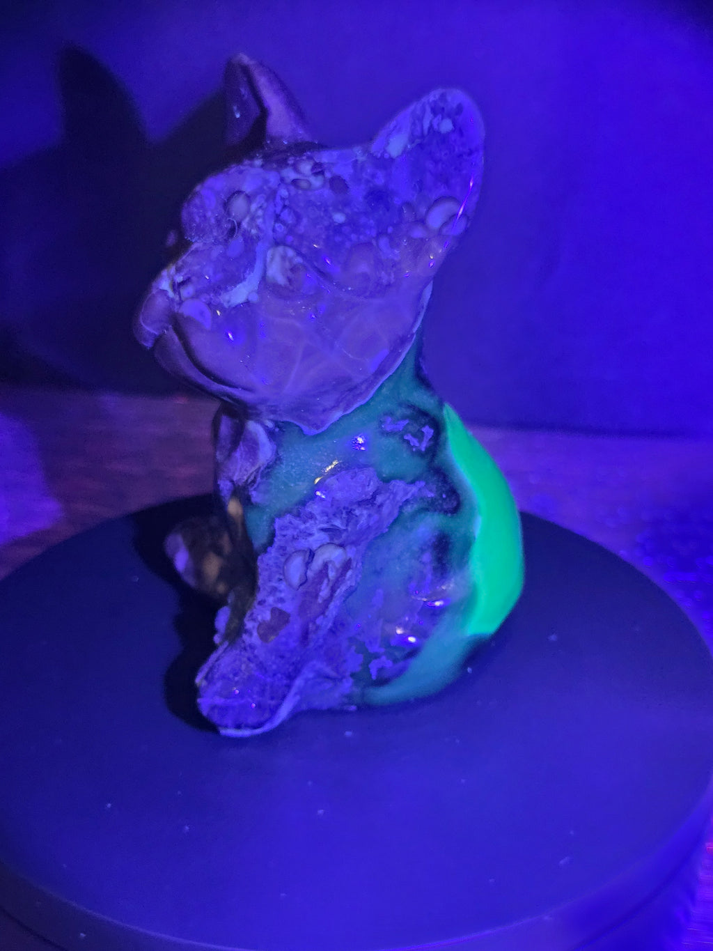Volcano Agate French Bulldog Carving