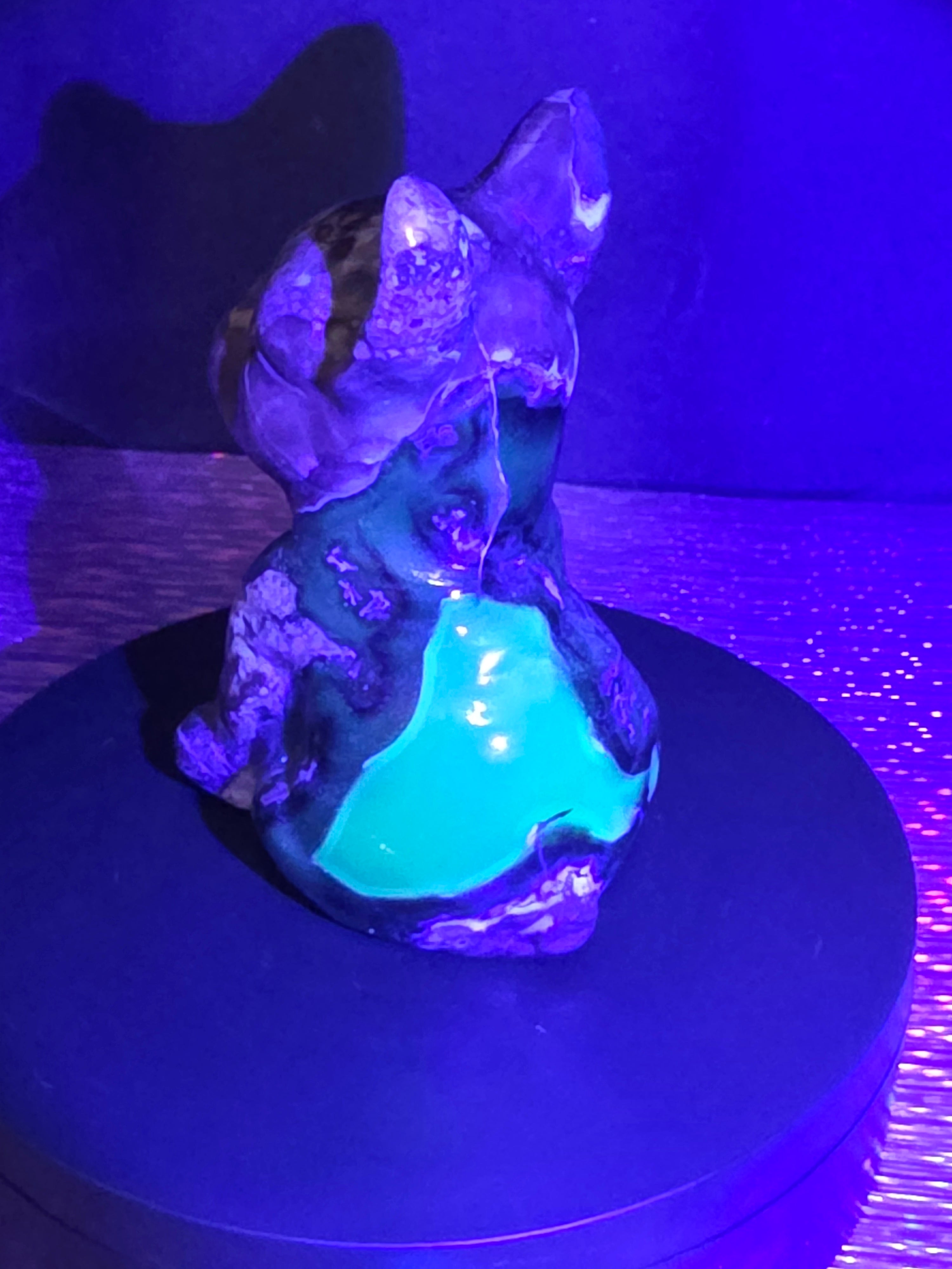 Volcano Agate French Bulldog Carving