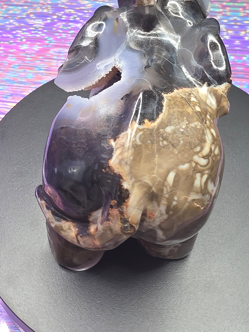 Volcano Agate Druzy Elephant Carving