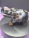 Volcano Agate Druzy Elephant Carving