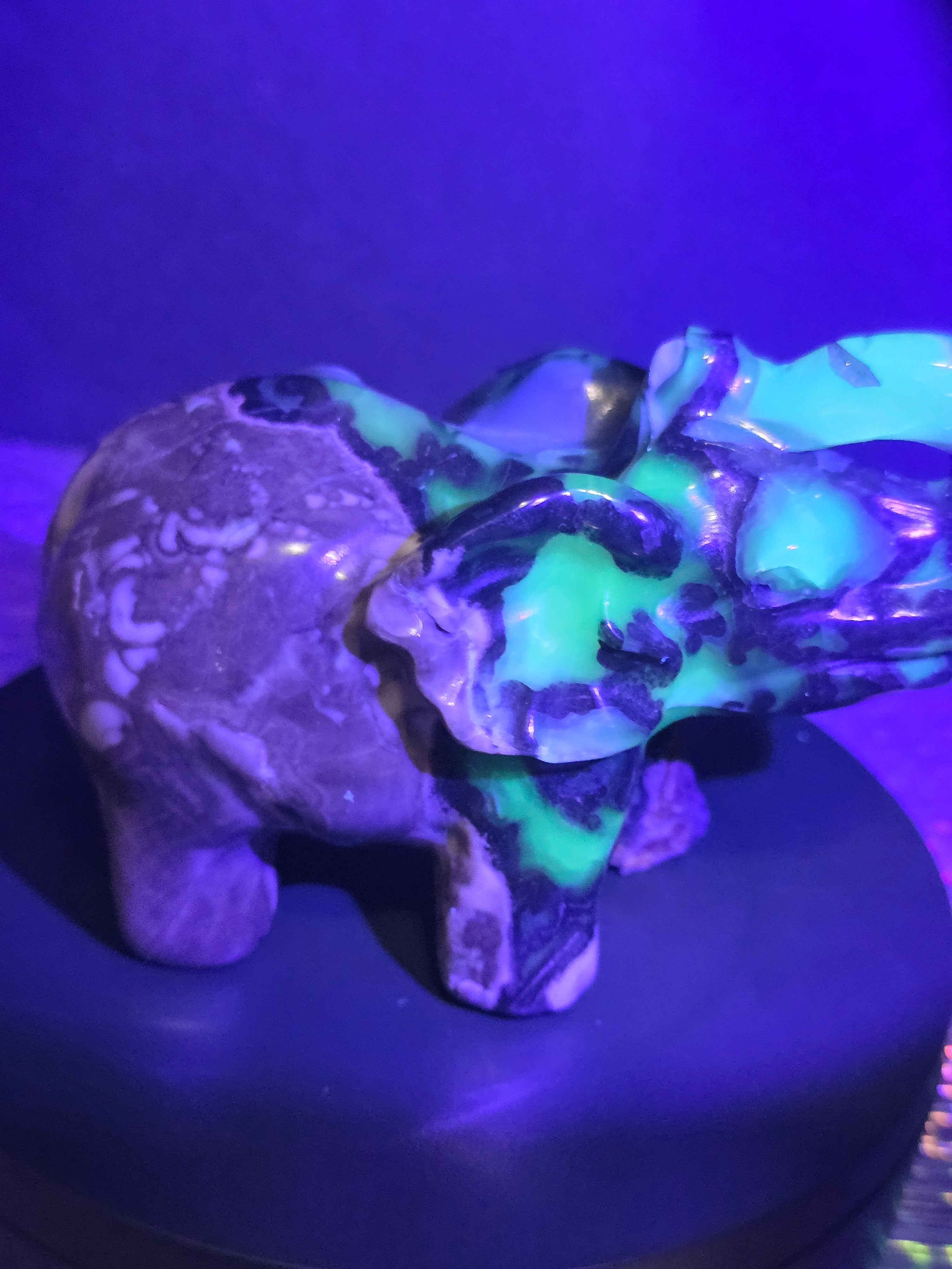 Volcano Agate Druzy Elephant Carving