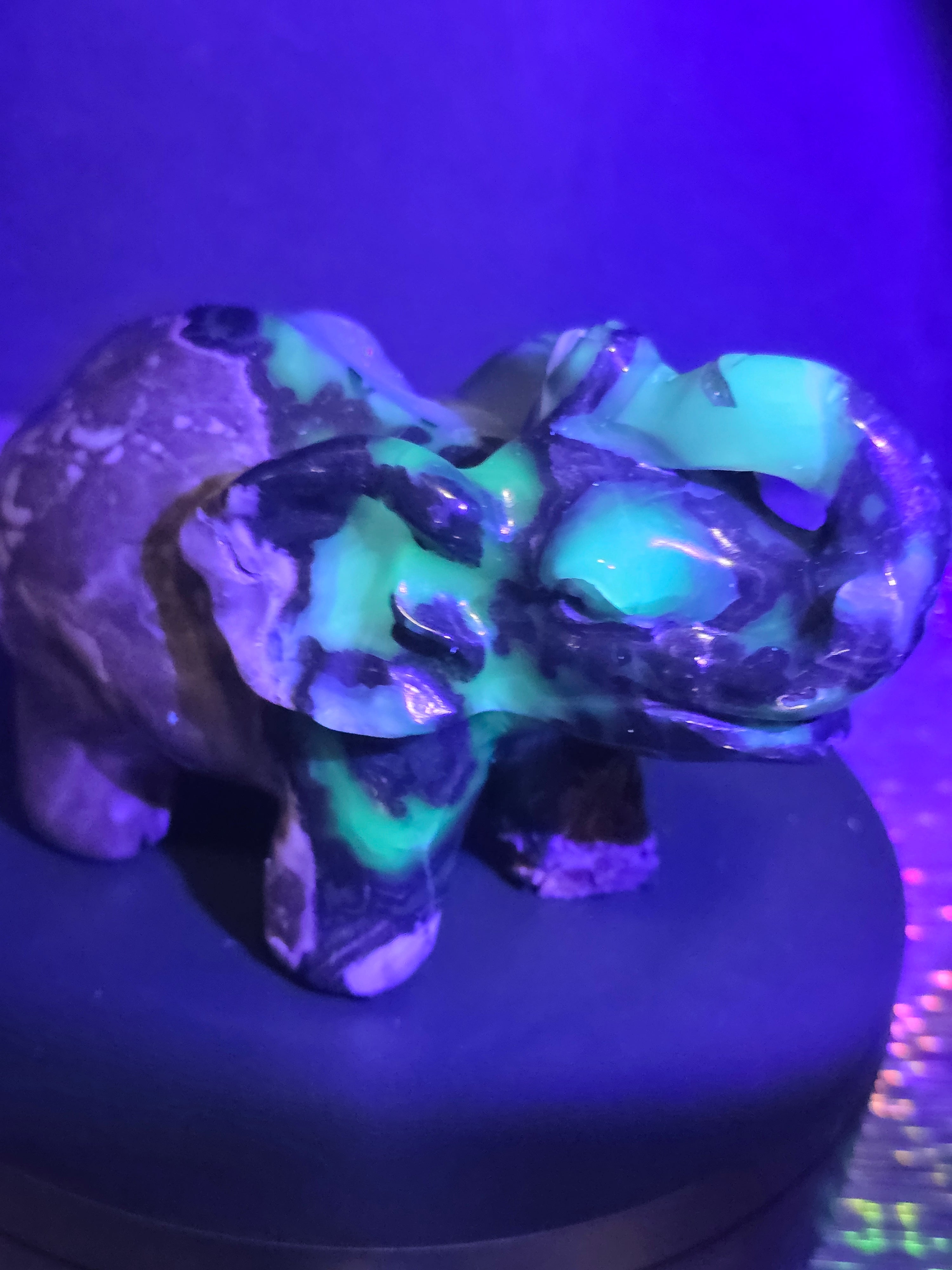 Volcano Agate Druzy Elephant Carving